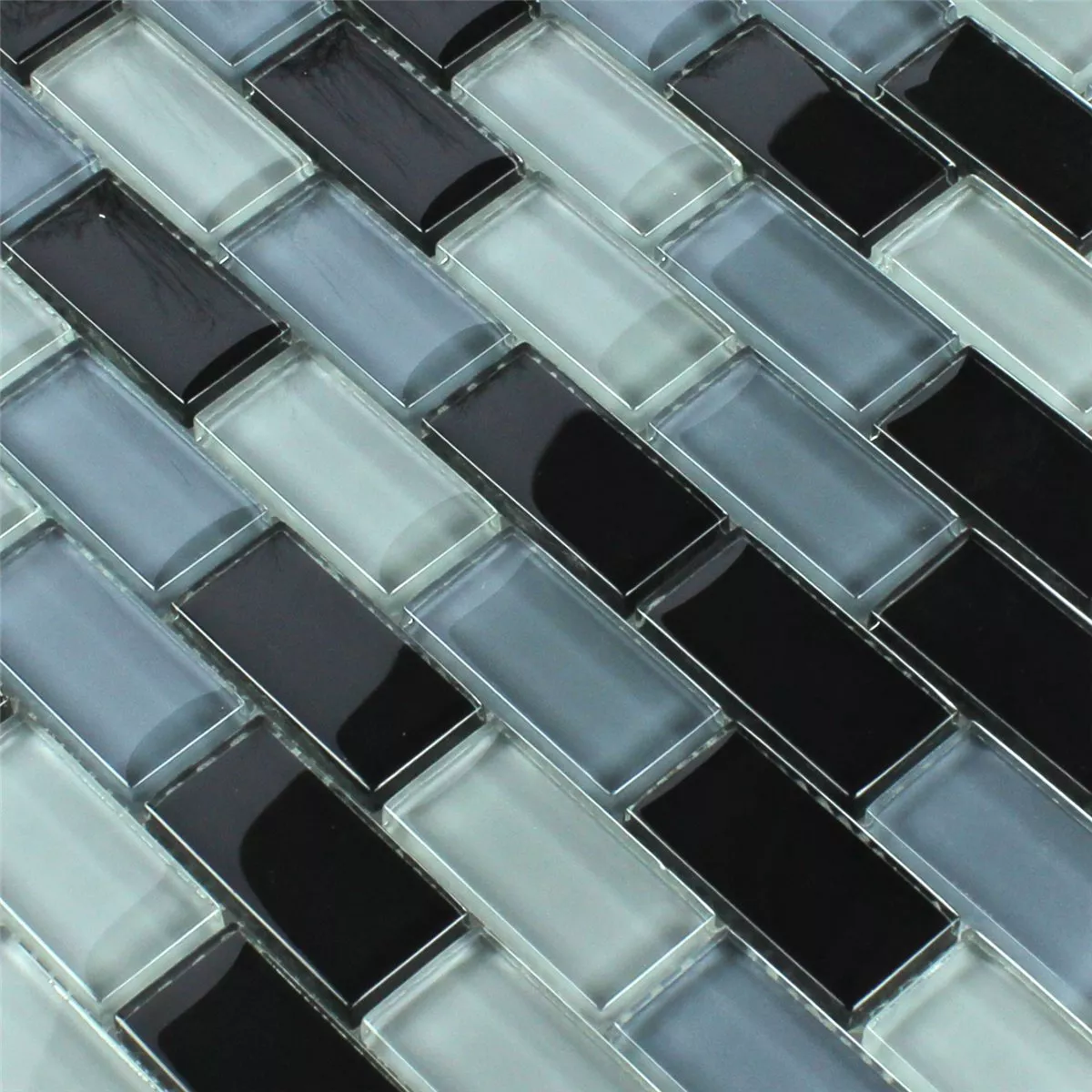Sample Mozaïektegel Glas Kristal Brick Zwart