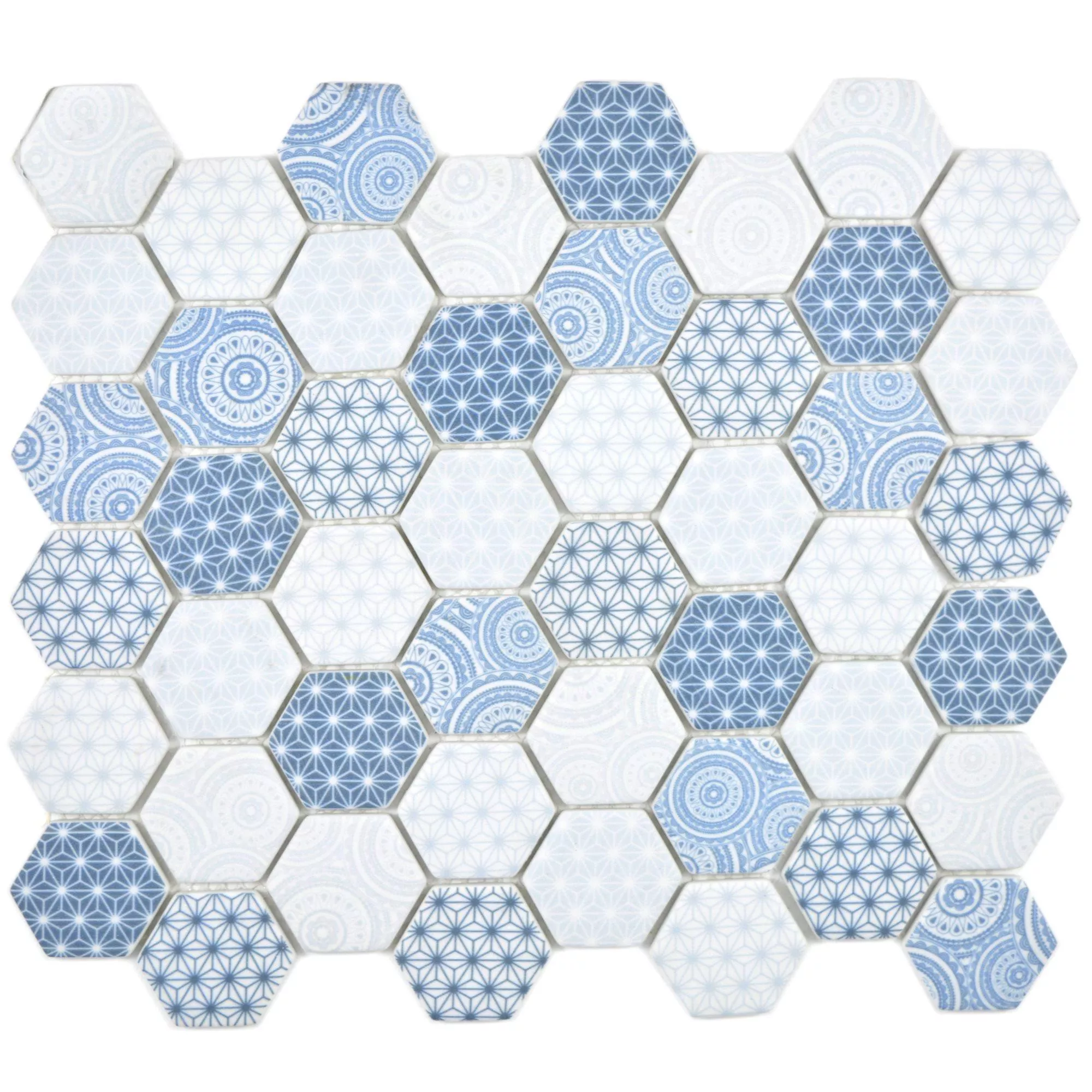 Sample Glasmozaïek Tegels Acapella Lichtblauw Hexagon