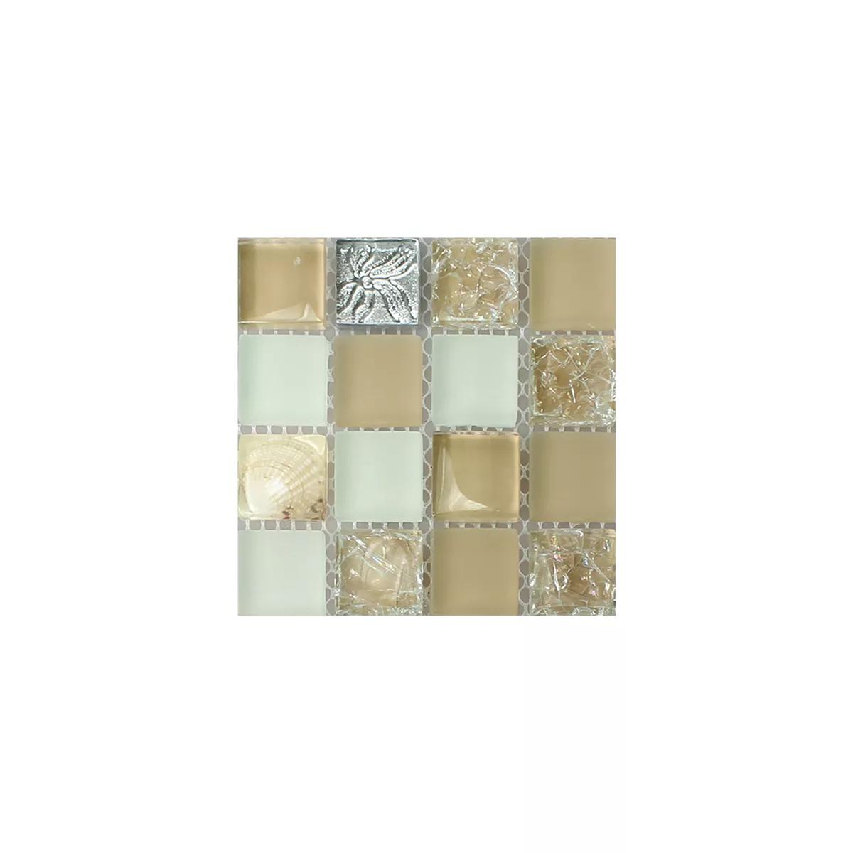 Sample Mosaic Tiles Glass Shell Beige Mix
