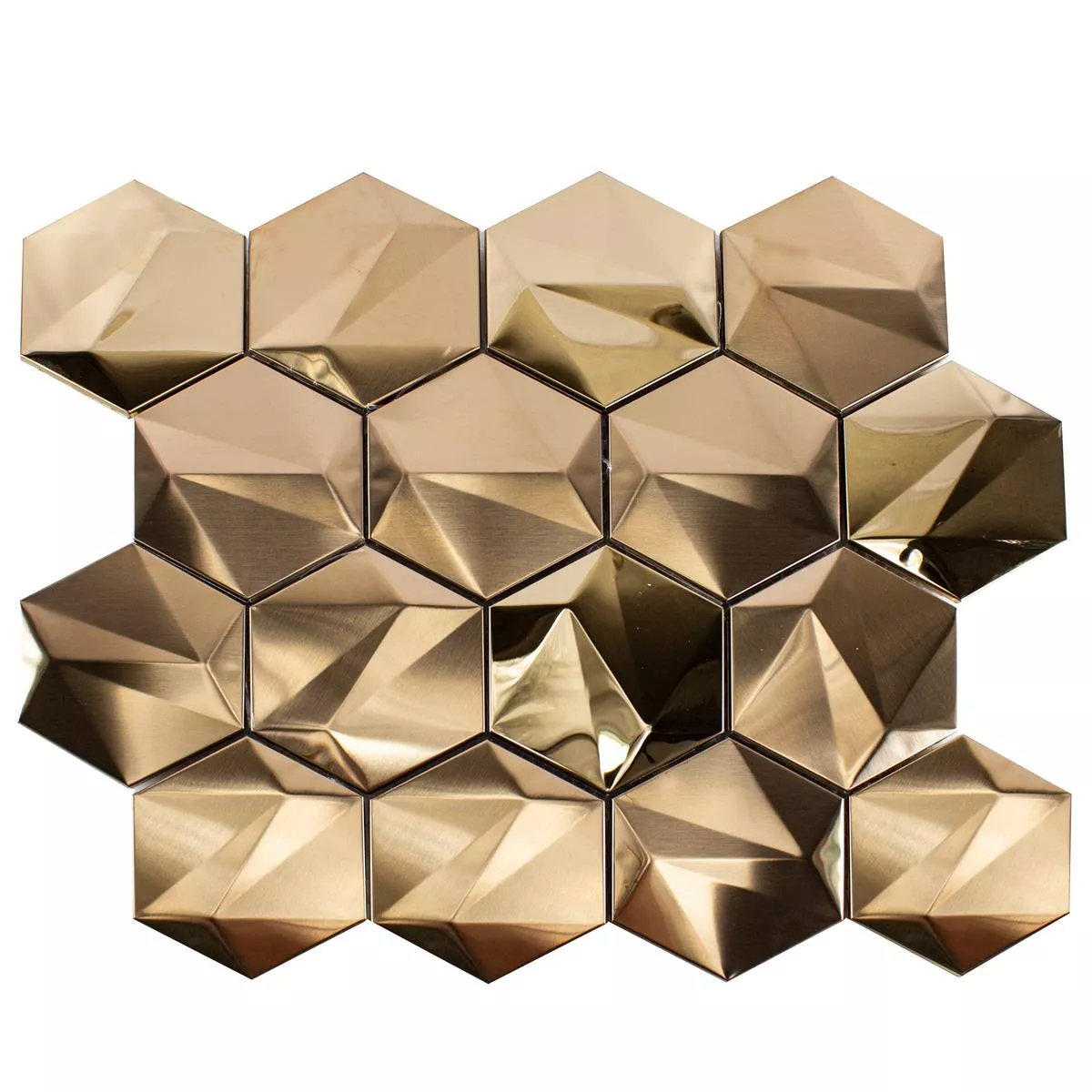 Roestvrij Staal Mozaïektegel Durango Hexagon 3D Koperen
