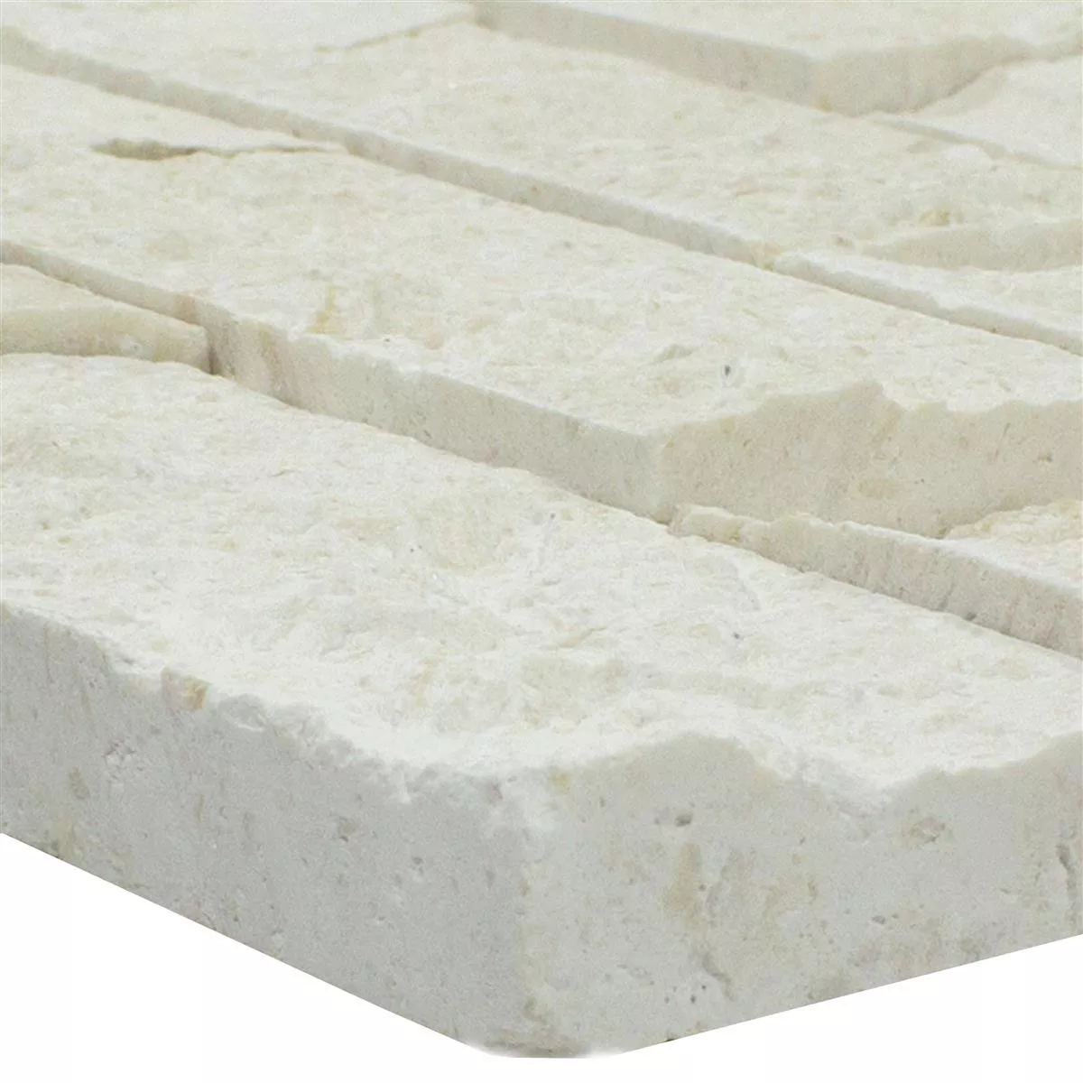 Mosaic Tiles Natural Stone Kansas Splitface 3D Blanc