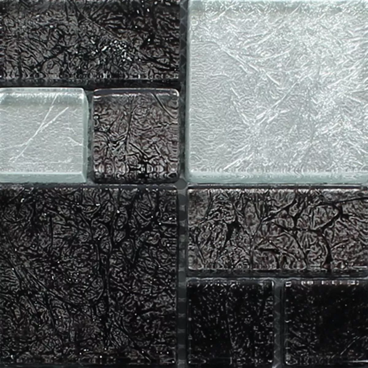 Muster von Glasmosaik Fliesen Curlew Schwarz Silber Mix