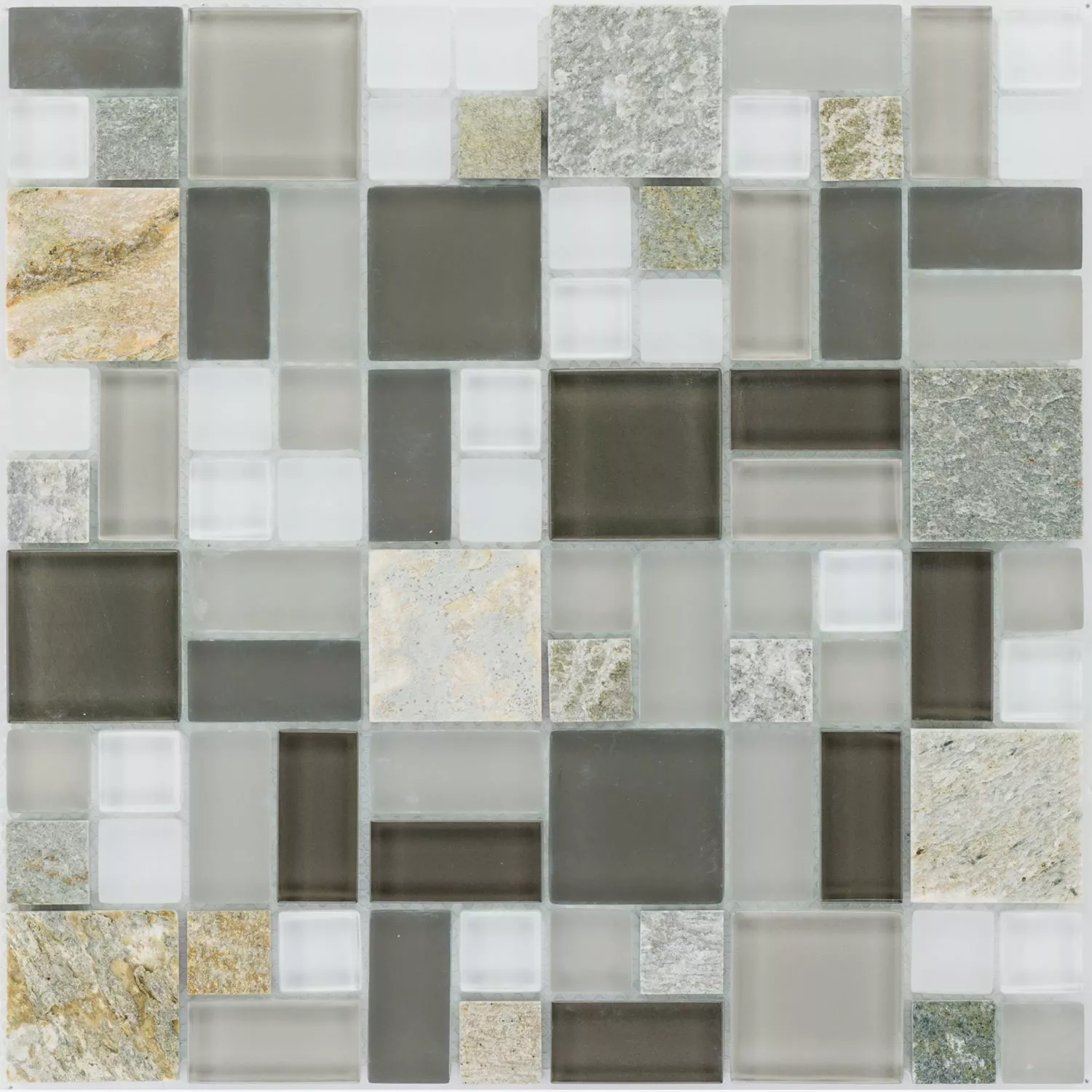 Mozaika Apollo Kamień Naturalny Szkłomix Brązowy Biały