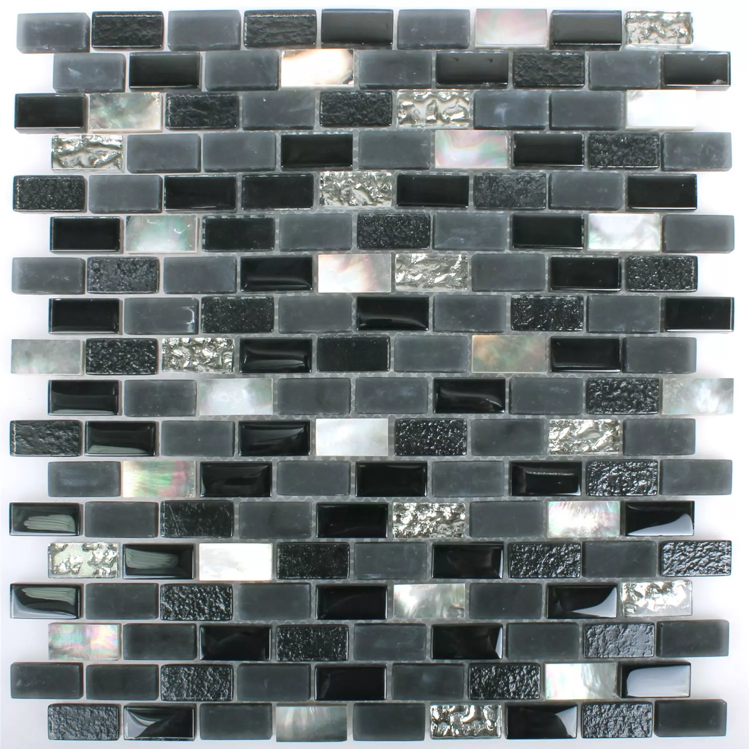Azulejo Mosaico Gondomar Vidro Concha Mix Preto