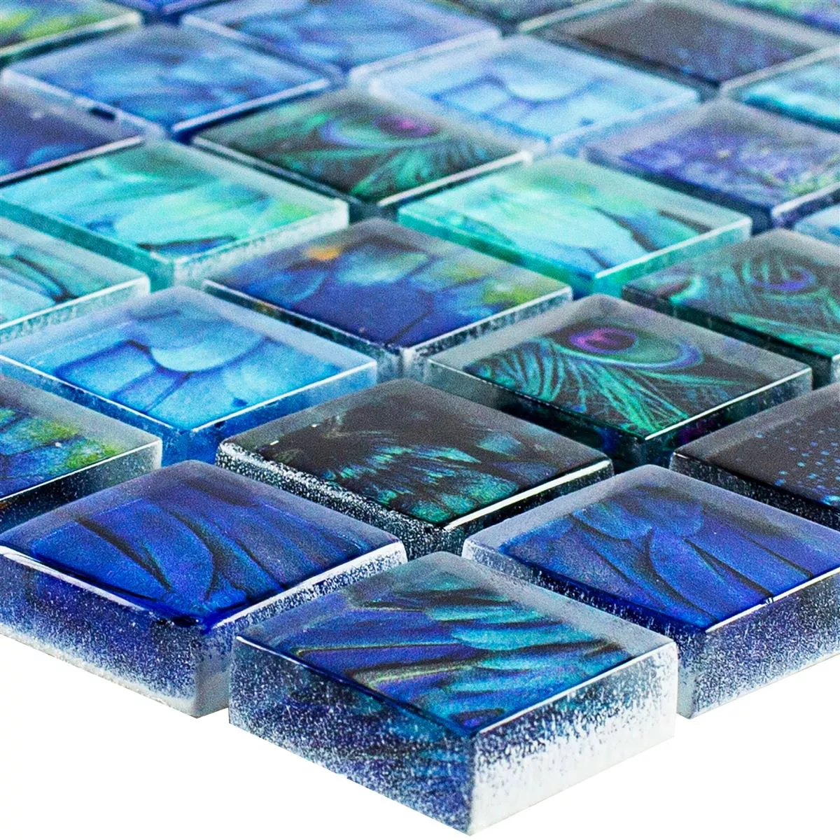 Model din Mozaic De Sticlă Gresie Peafowl Albastru 23