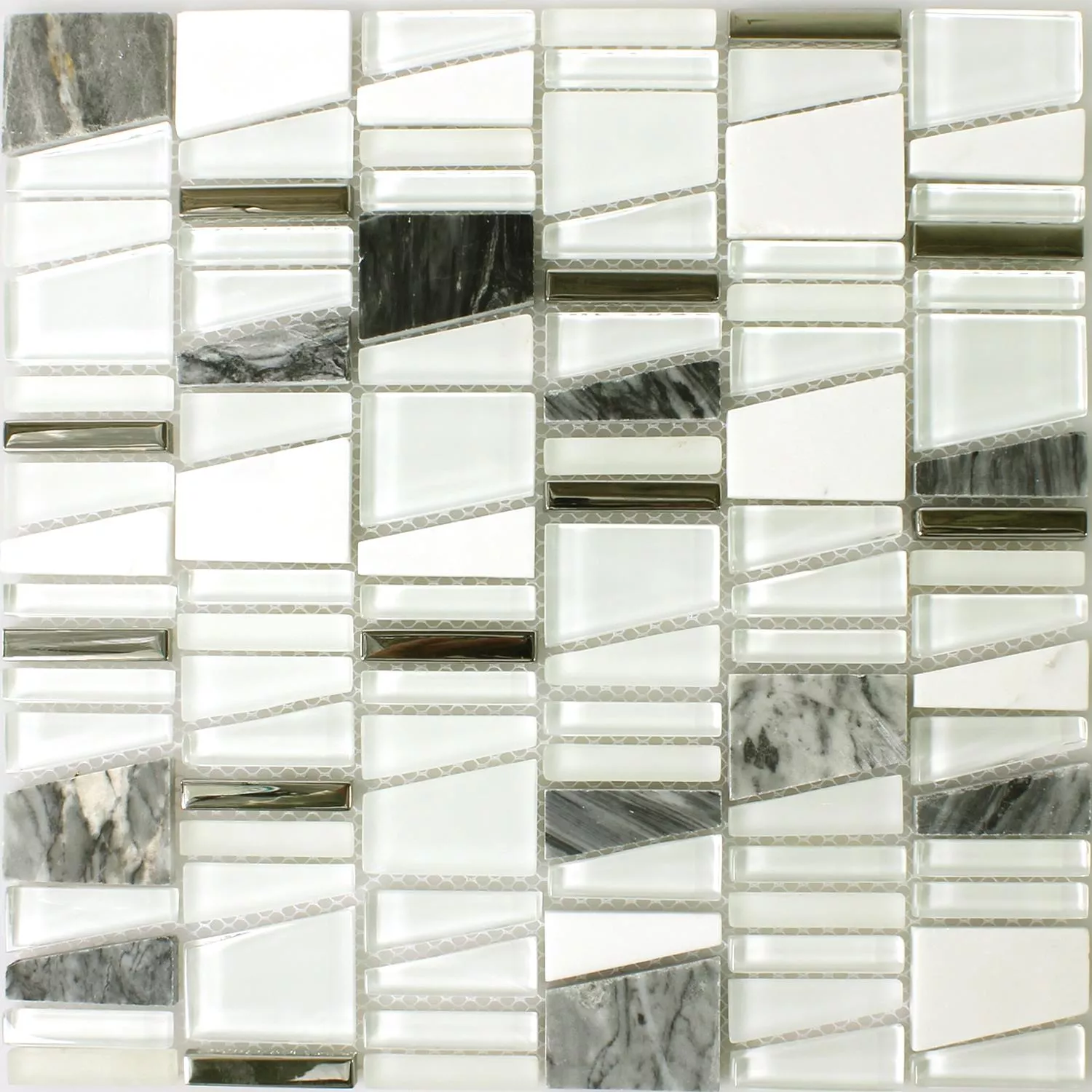 Mosaikkfliser Glass Harpiks Naturstein Hvit Effekt