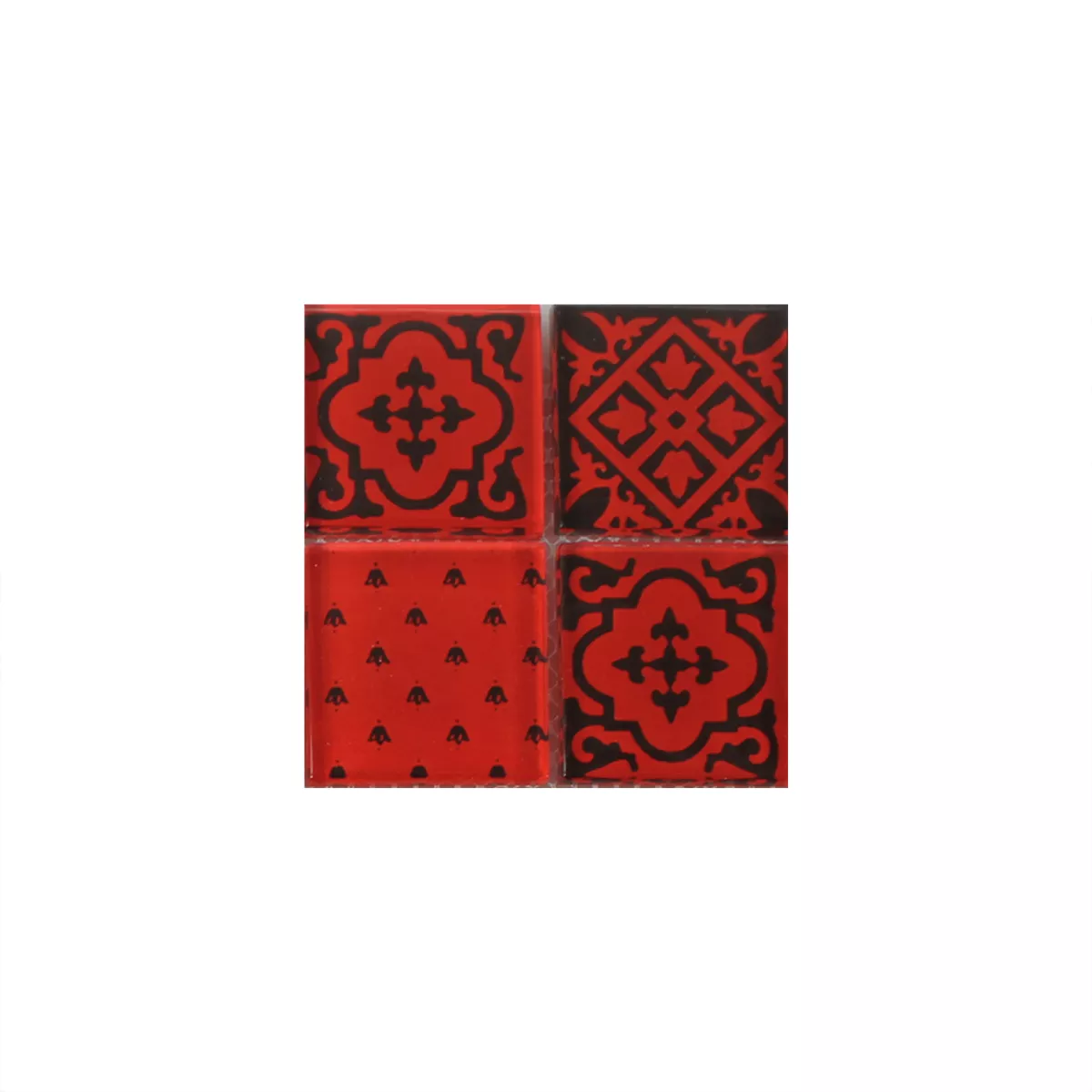 Échantillon Mosaïque Verre Barock Ornament Rouge