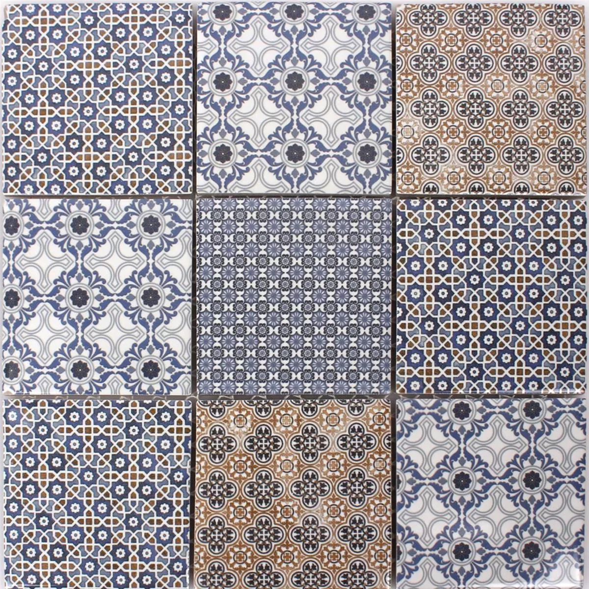 Cerâmica Azulejo Mosaico Daymion Óptica Retrô Azul Marrom 97