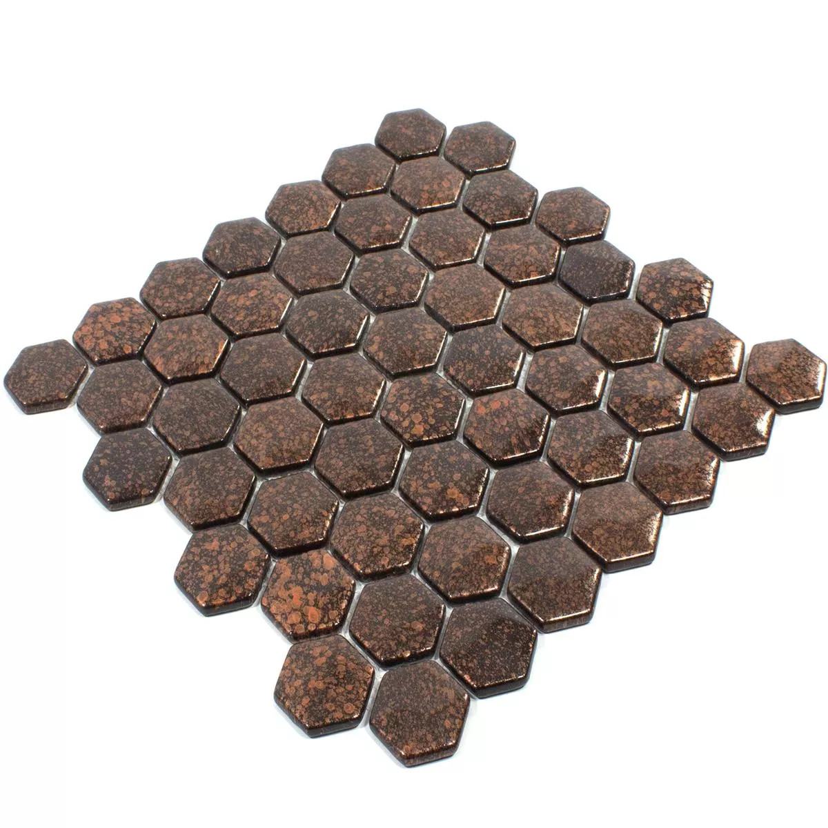 Glasmozaïek Tegels Leopard Hexagon 3D Bronzen