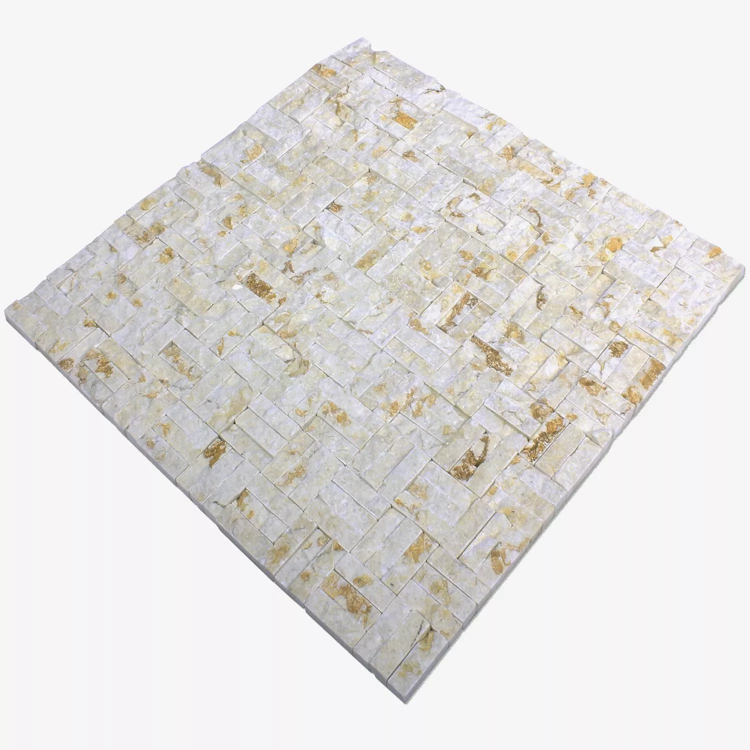 Mozaiková Dlaždice Přírodní Kámen Parkett Splitface 3D Béžová