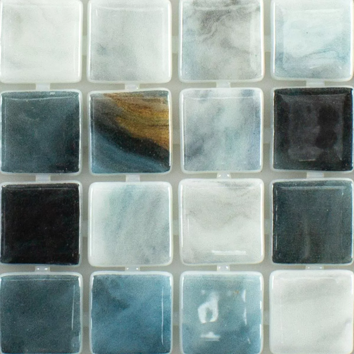 Prov Glas Swimmingpool Mosaik Baltic Blå Grå