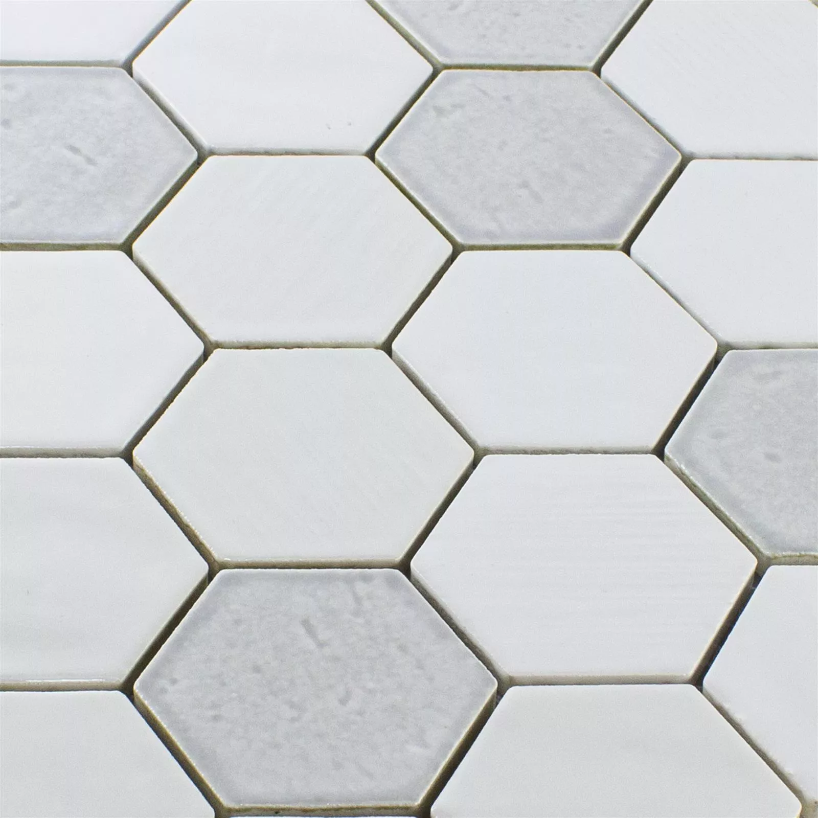 Fazekasság Mozaik Csempe Roseburg Hatszög Csillogó Fehér