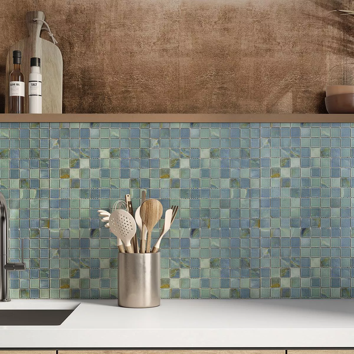 Ceramica Mosaico Piastrelle Elysium Marmo Ottica Cielo Blu 23