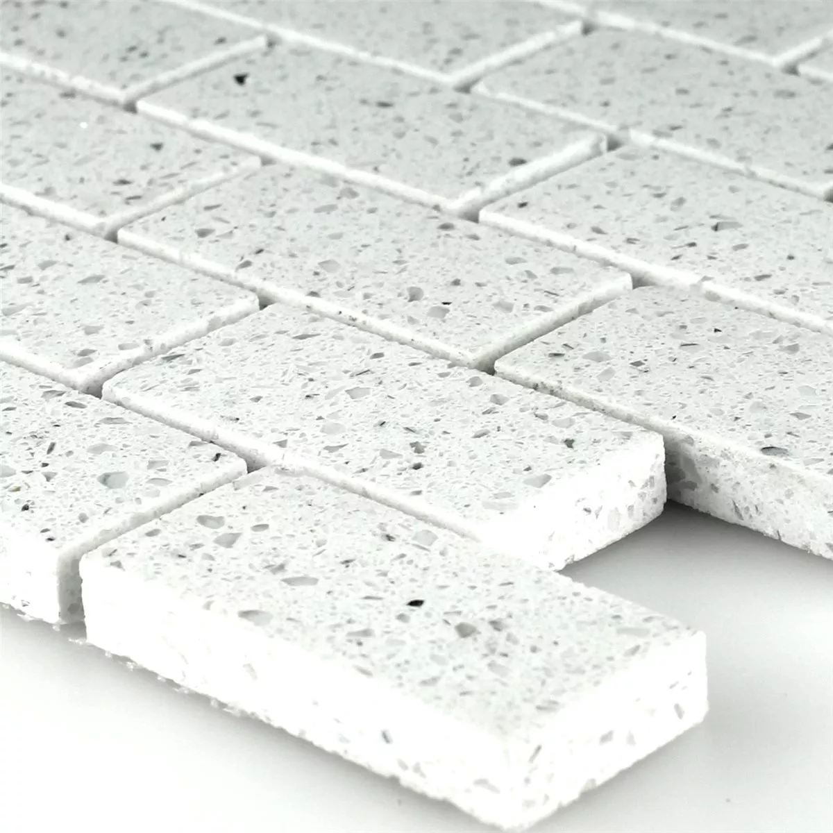Mosaic Tiles Resin Quartz White