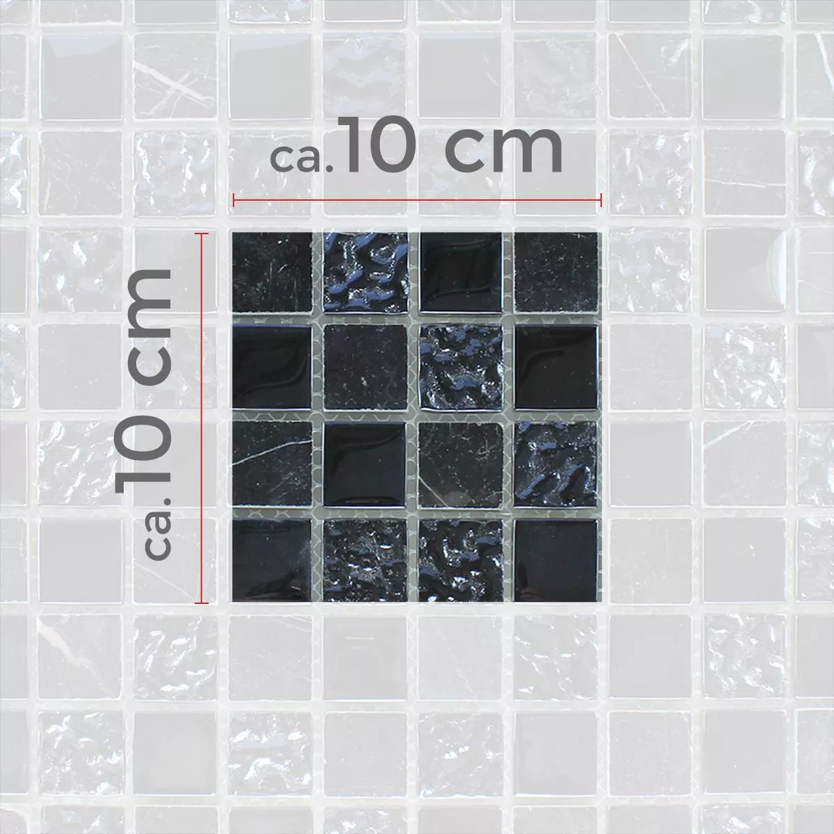 Sample Mosaic Tiles Glass Marble Black Fluted 