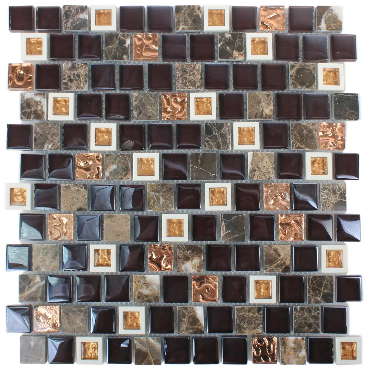 Muster von Glas Kunststoff Naturstein Mosaik Historico Braun
