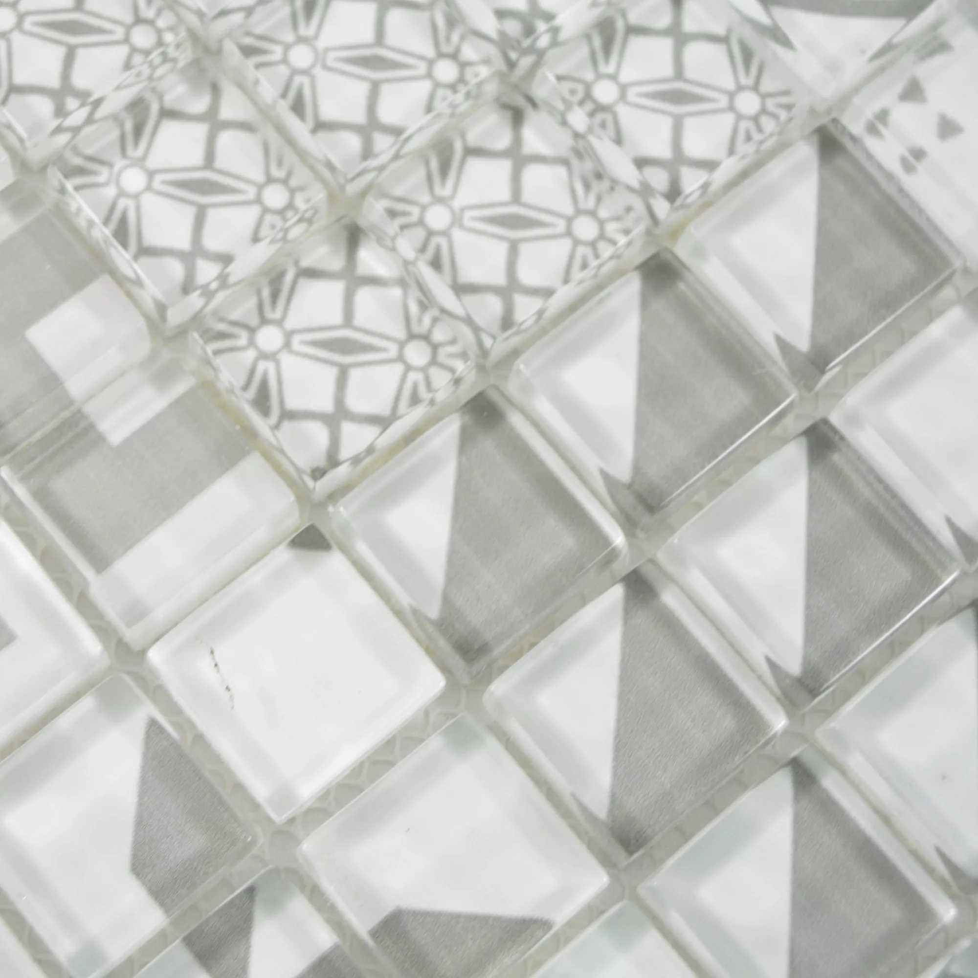Sample Glass Mosaic Retro Tiles Noya Vintage Grey