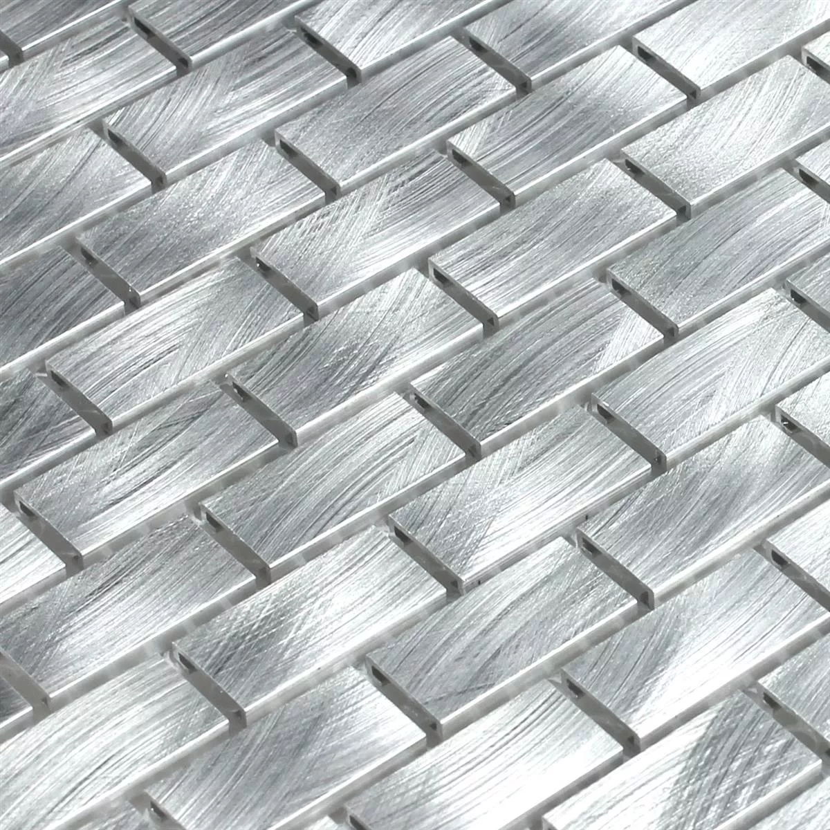 Azulejo Mosaico Alumínio Prata 15x30x4mm