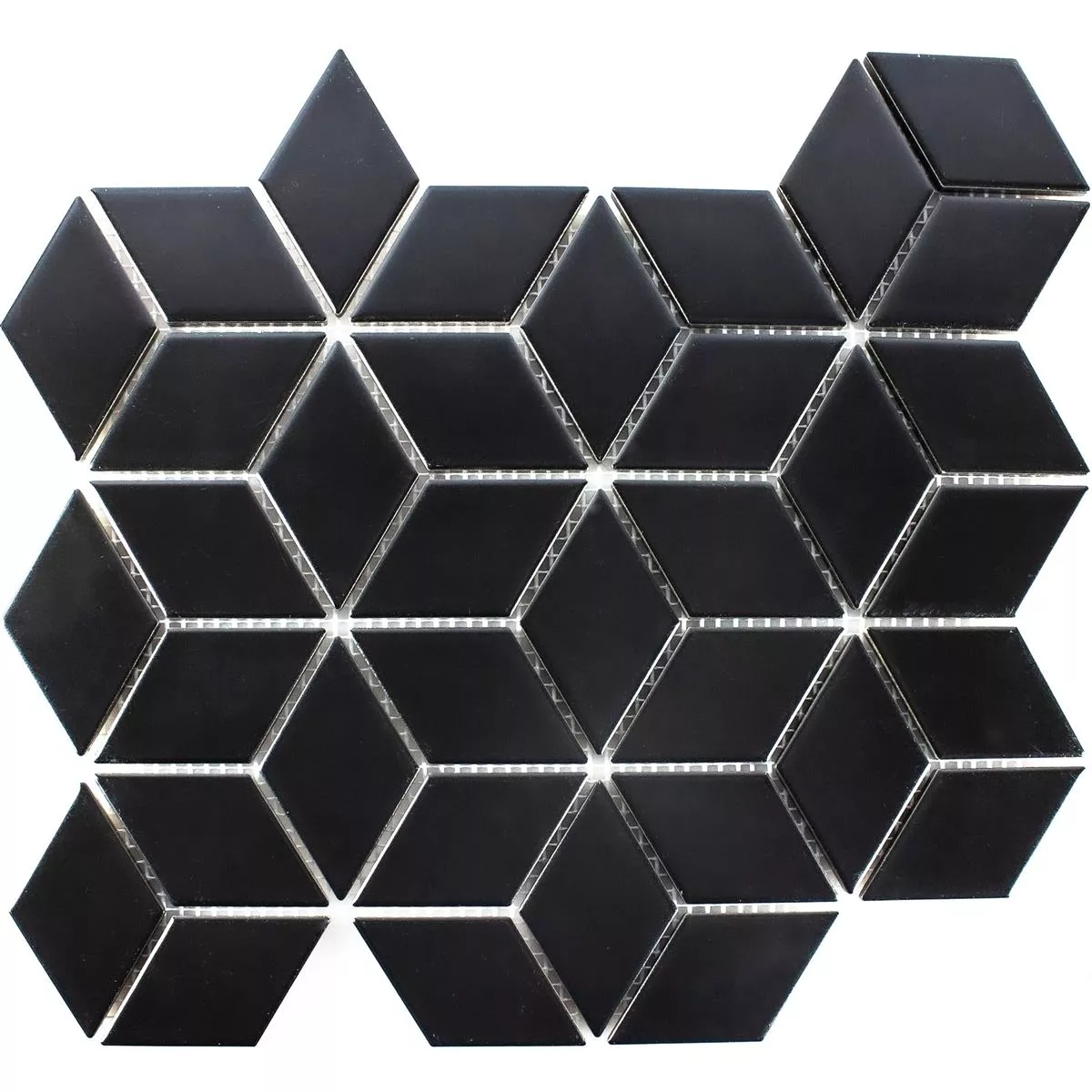 Ceramic Mosaic Tiles Cavalier 3D Cube Mat Black