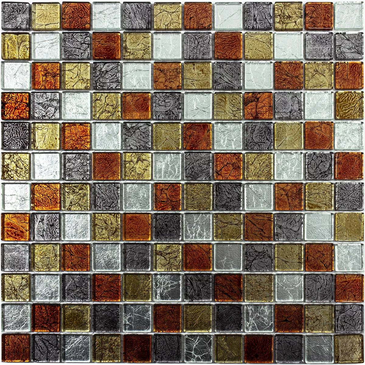 Mosaico Vetro Bonnie Cristallo Struttura Oro Argento Rosso
