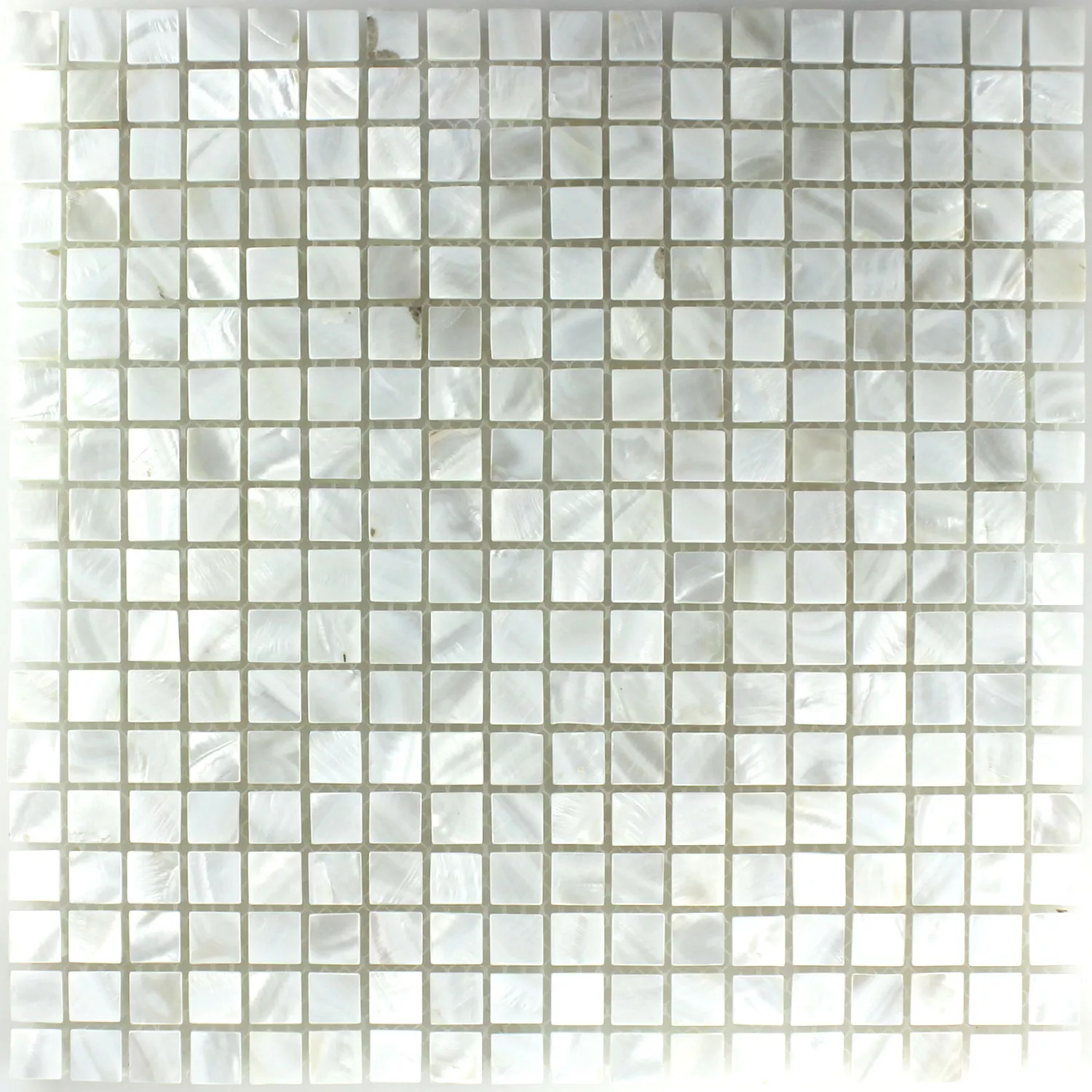 Mosaico Vetro Madreperla Effetto Avorio Bianco 15x15x8mm