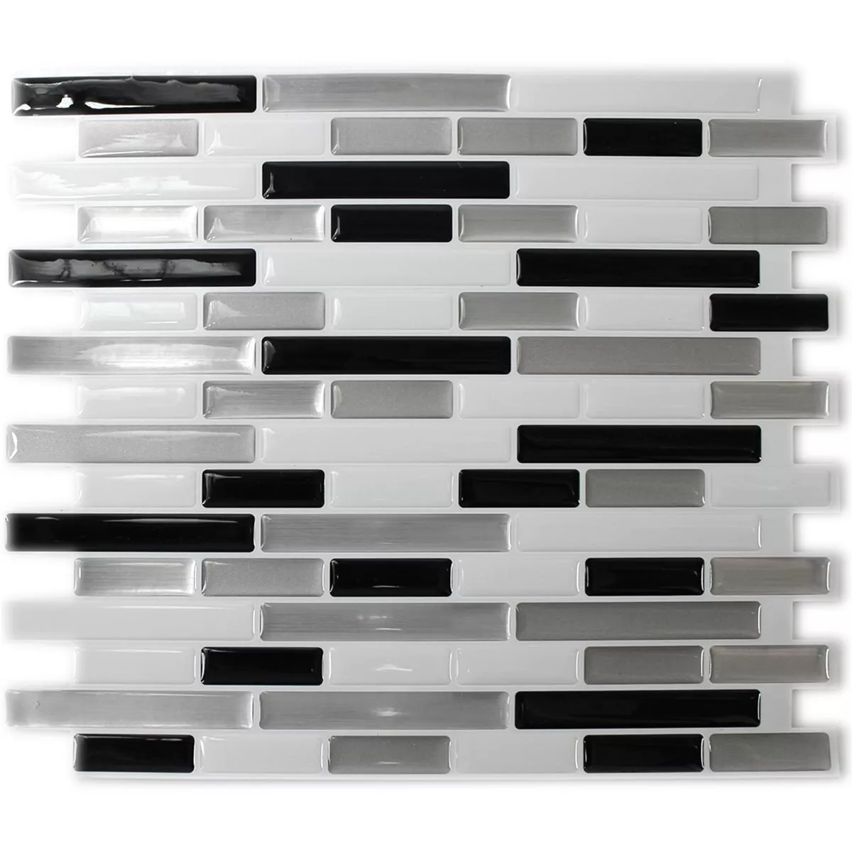 Sample Mosaic Tiles Vinyl Sticks Silver Black Mix