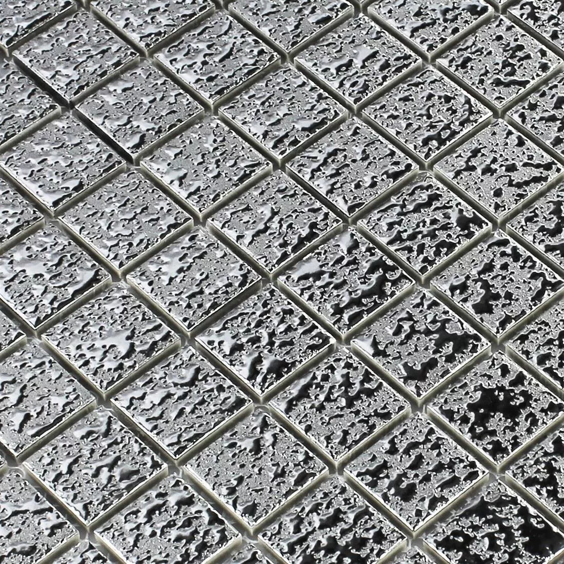 Vzorek Mozaiková Dlaždice Keramika Sherbrooke Stříbrná Tepaný