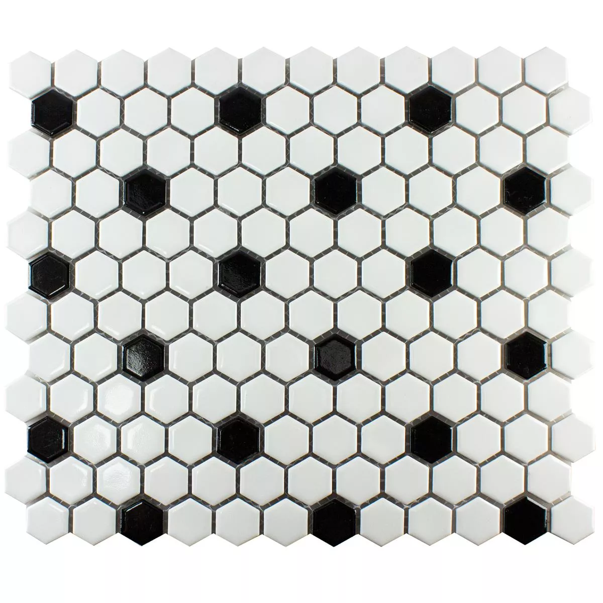 Ceramică Tiglă De Mozaic Hexagon Chaplin Negru Alb