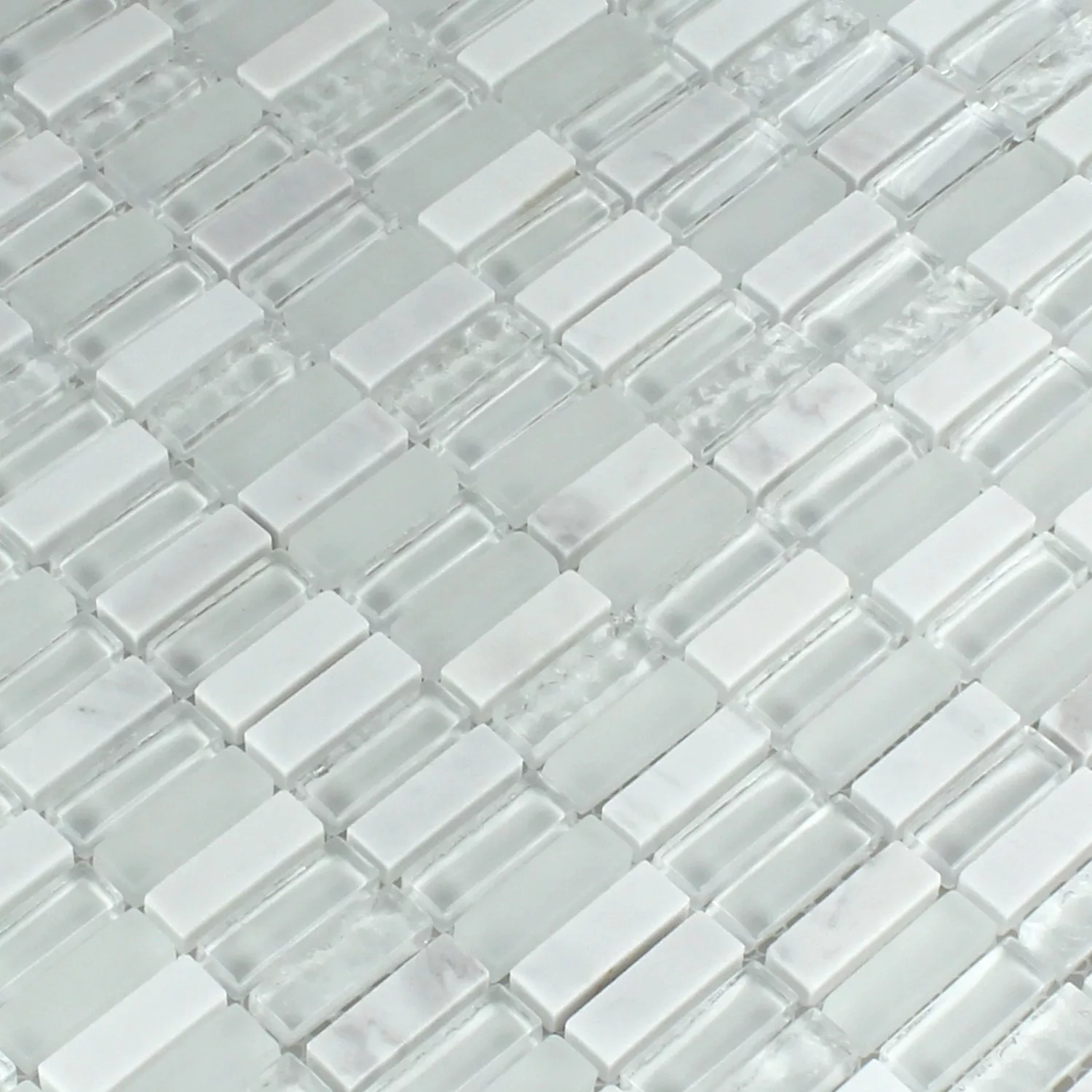 Mosaico Marmo Bianco Mix 10x30x8mm