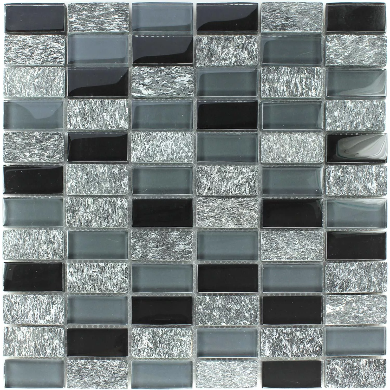 Sample Mosaic Tiles Glass Marble Grey Black Mix