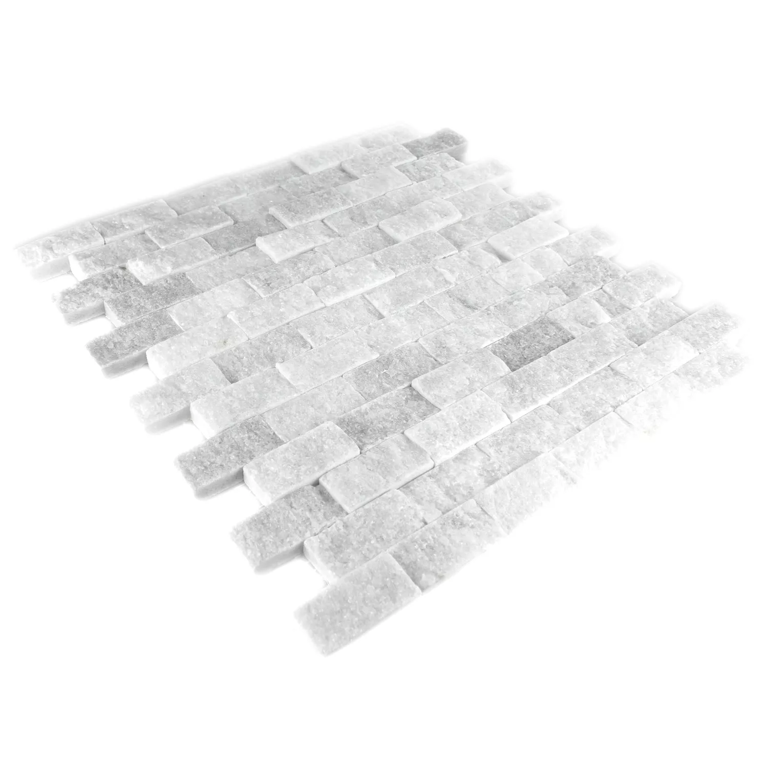 Muster von Mosaikfliesen Naturstein Marmor Treviso Brick Weiss 3D