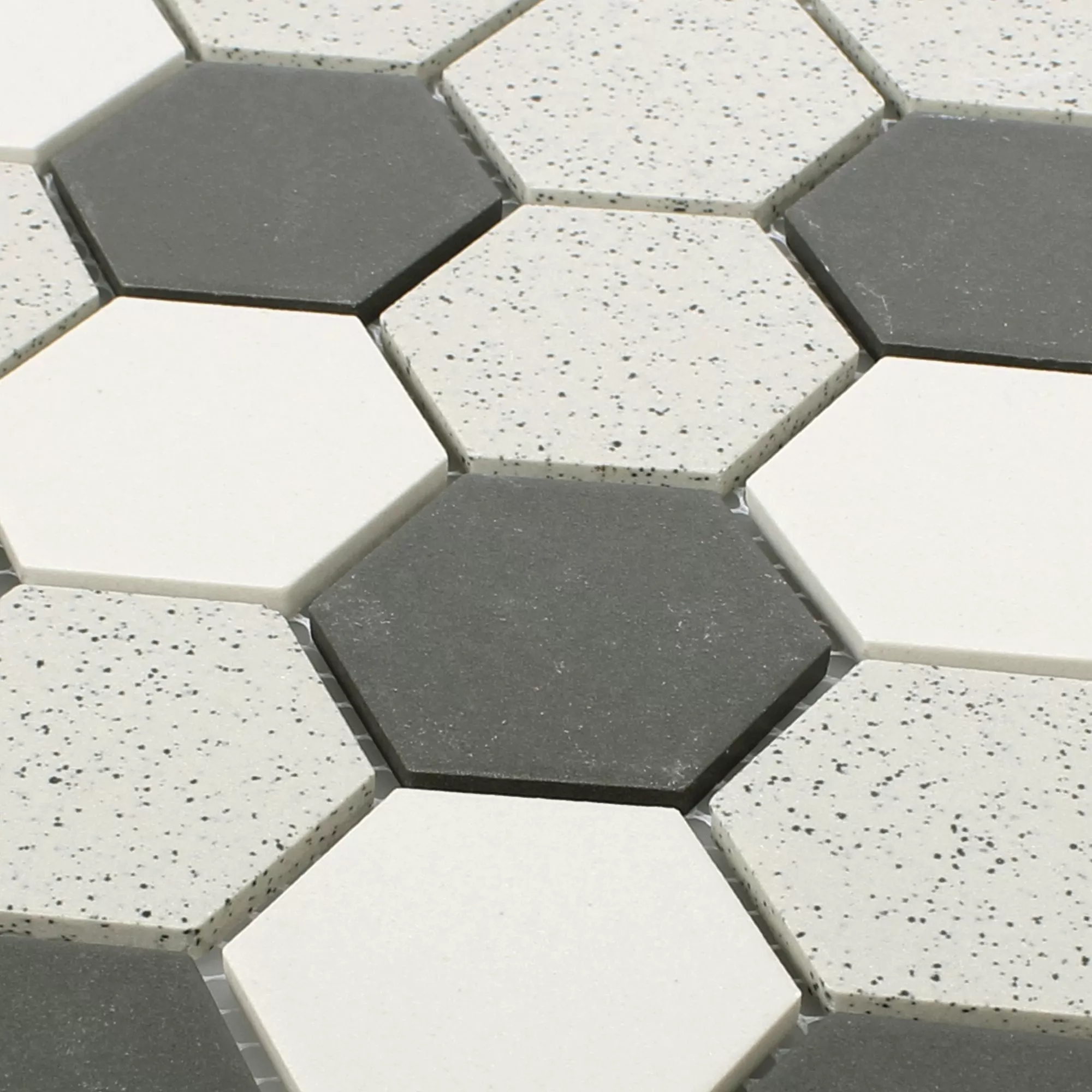 Keramik Mosaik Fliser Monforte Hexagon Sort Gra 51