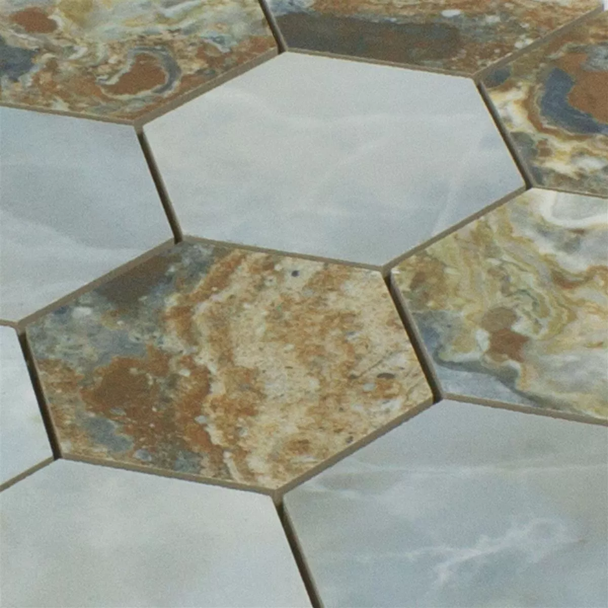 Ceramica Mosaico Piastrelle Naftalin Esagono Marrone Blu