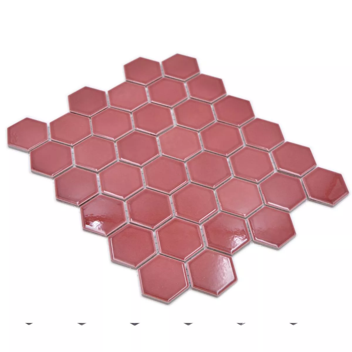 Keramisk Mosaikk Salomon Sekskant Bordeaux Rød H51