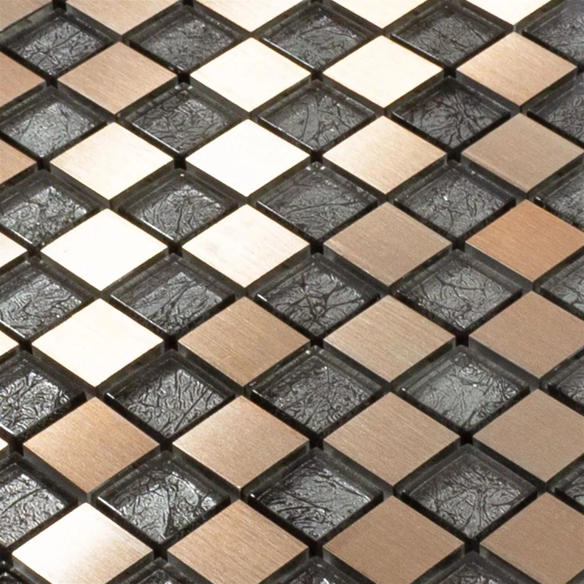 Glass Aluminium Mosaic Tiles Eldorien Copper-Grey