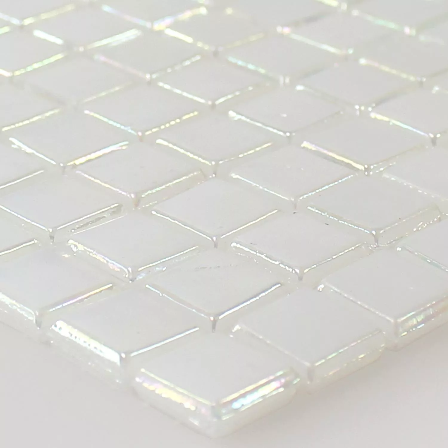 Skleněná Mozaika Dlaždice Perleťový Efekt Bílá Béžová