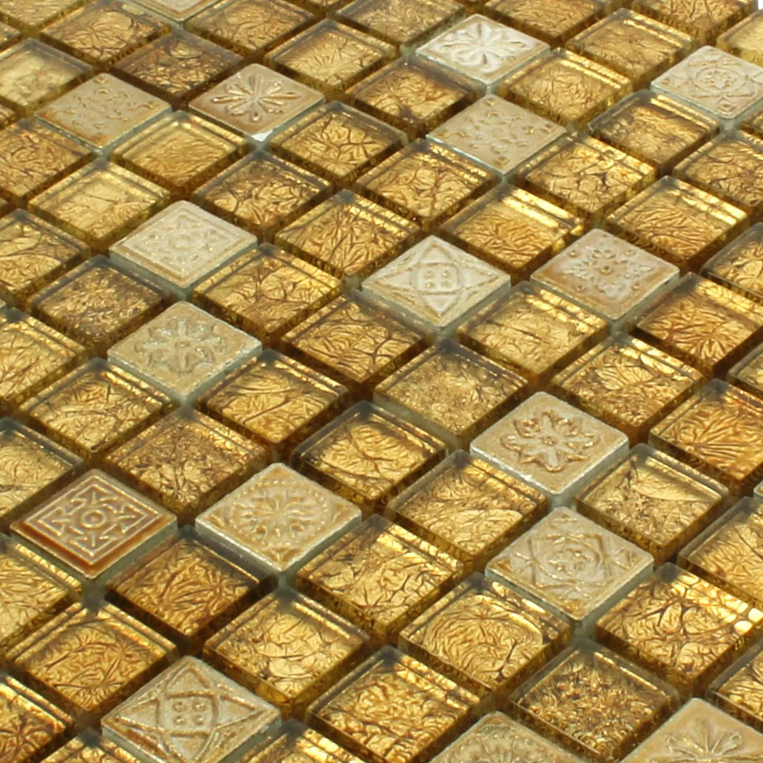 Mosaikkfliser Glass Naturstein Coloniale Gull