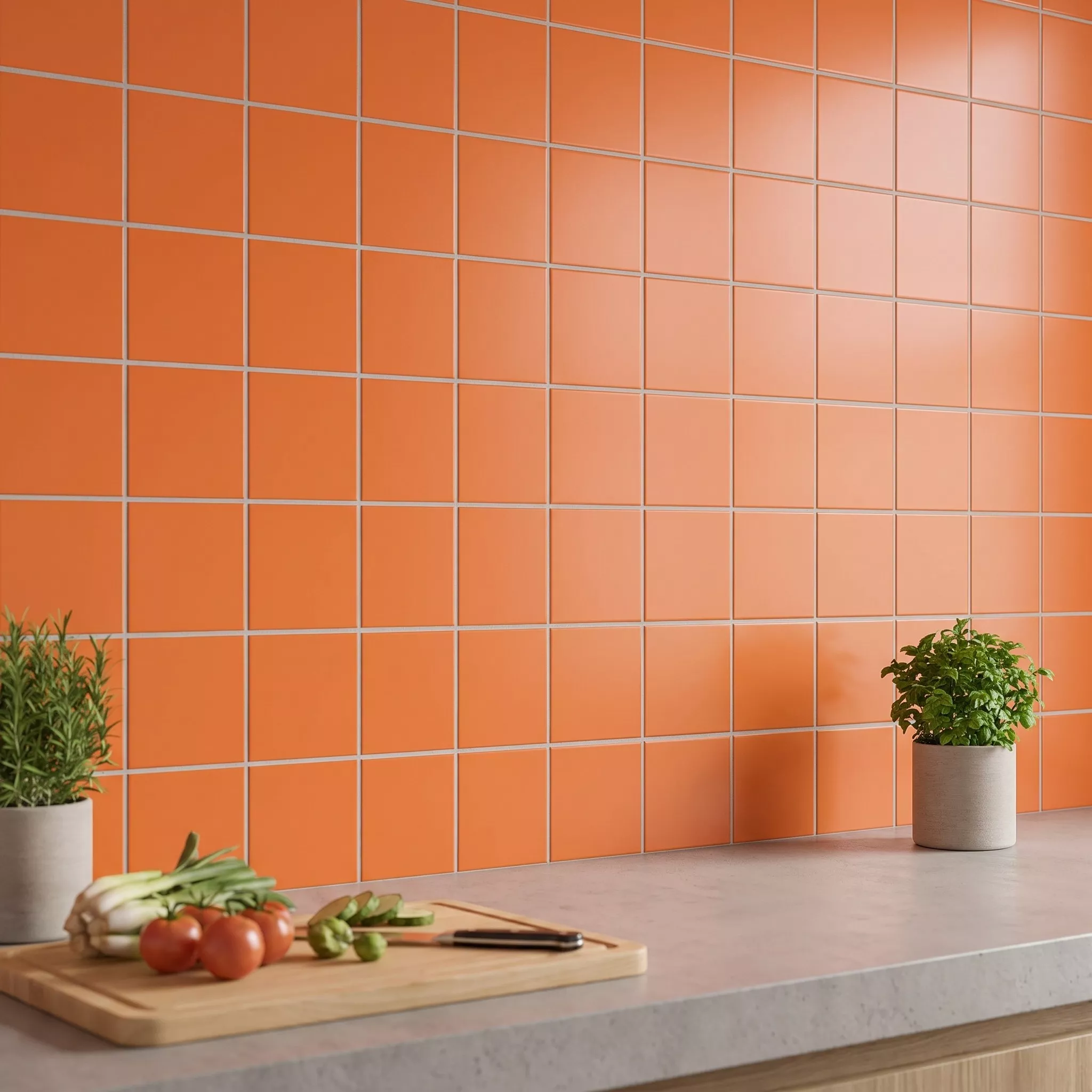 Metro laatta Oranssi Himmeä 10x10 cm Ilman Fasettia Freyburg Naranja
