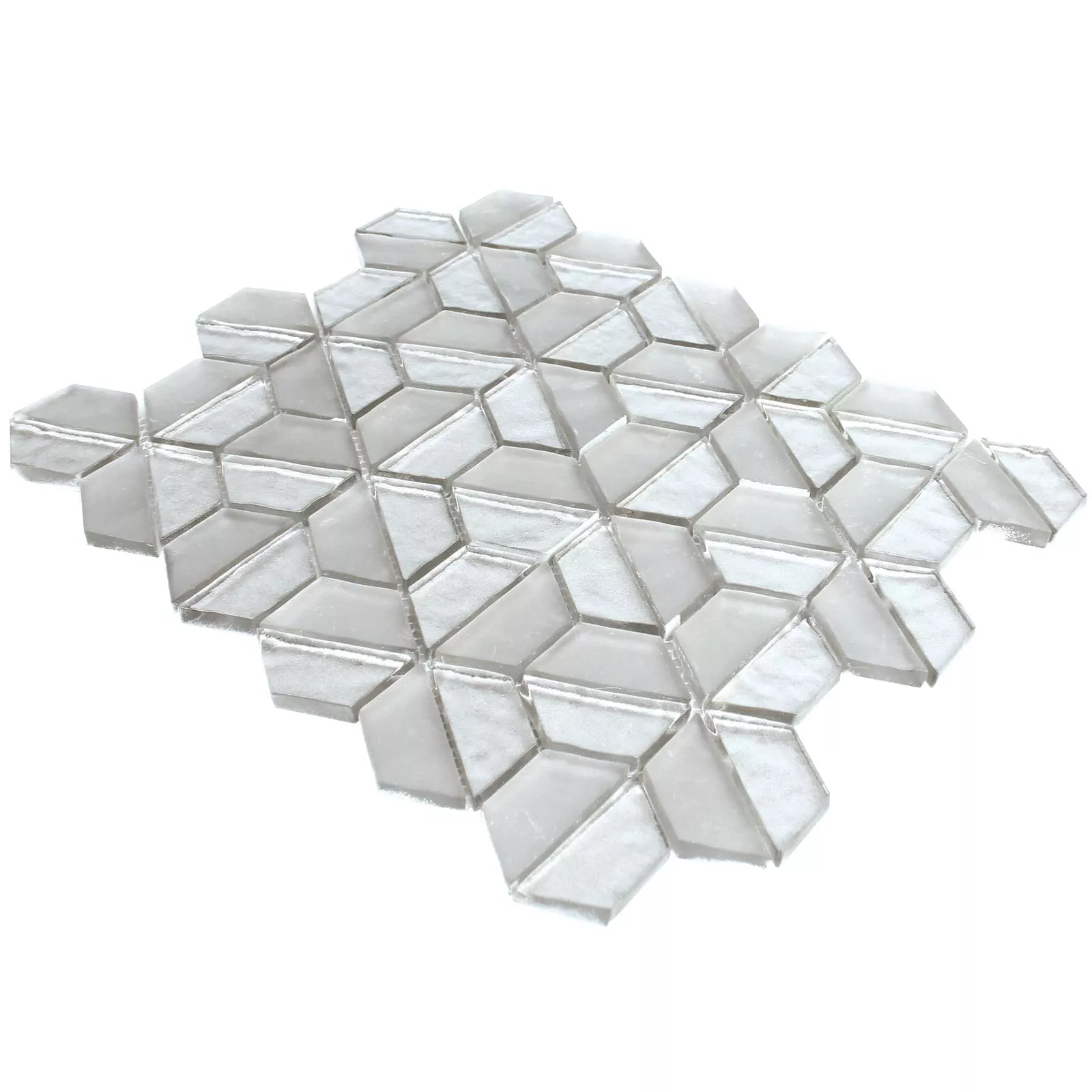 Muestra Mosaico de Cristal Azulejos Alaaddin Hexagonales Plateado