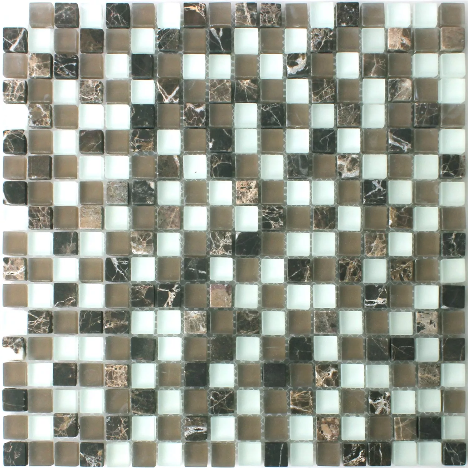 Azulejo Mosaico Marilia Marrom Branco