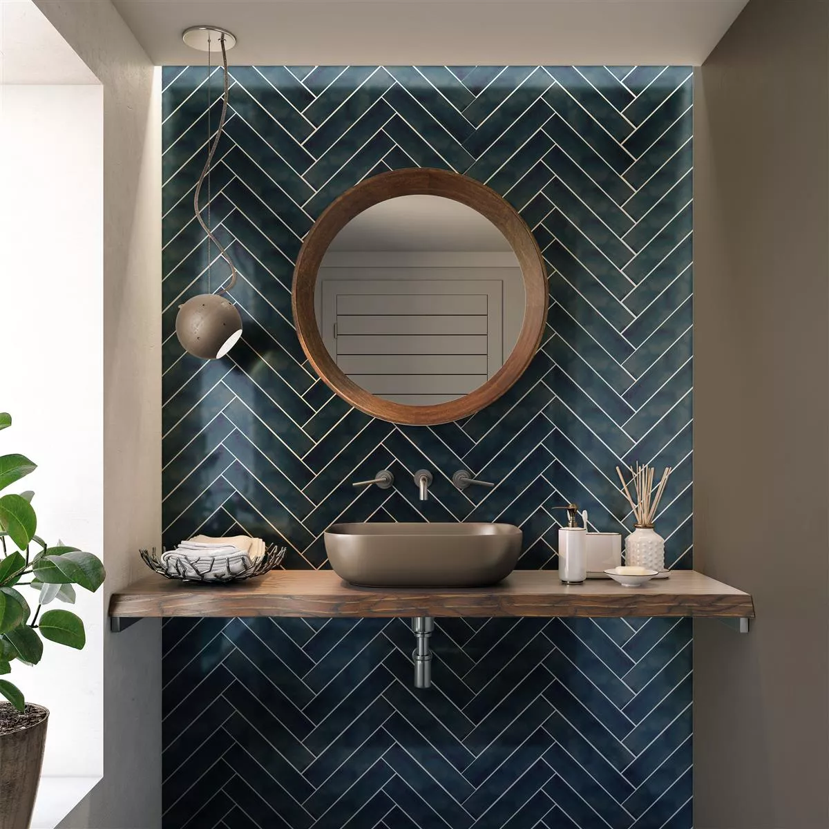 Wall Tiles Tamaris Flora Glossy Waved Blue 5x25cm 