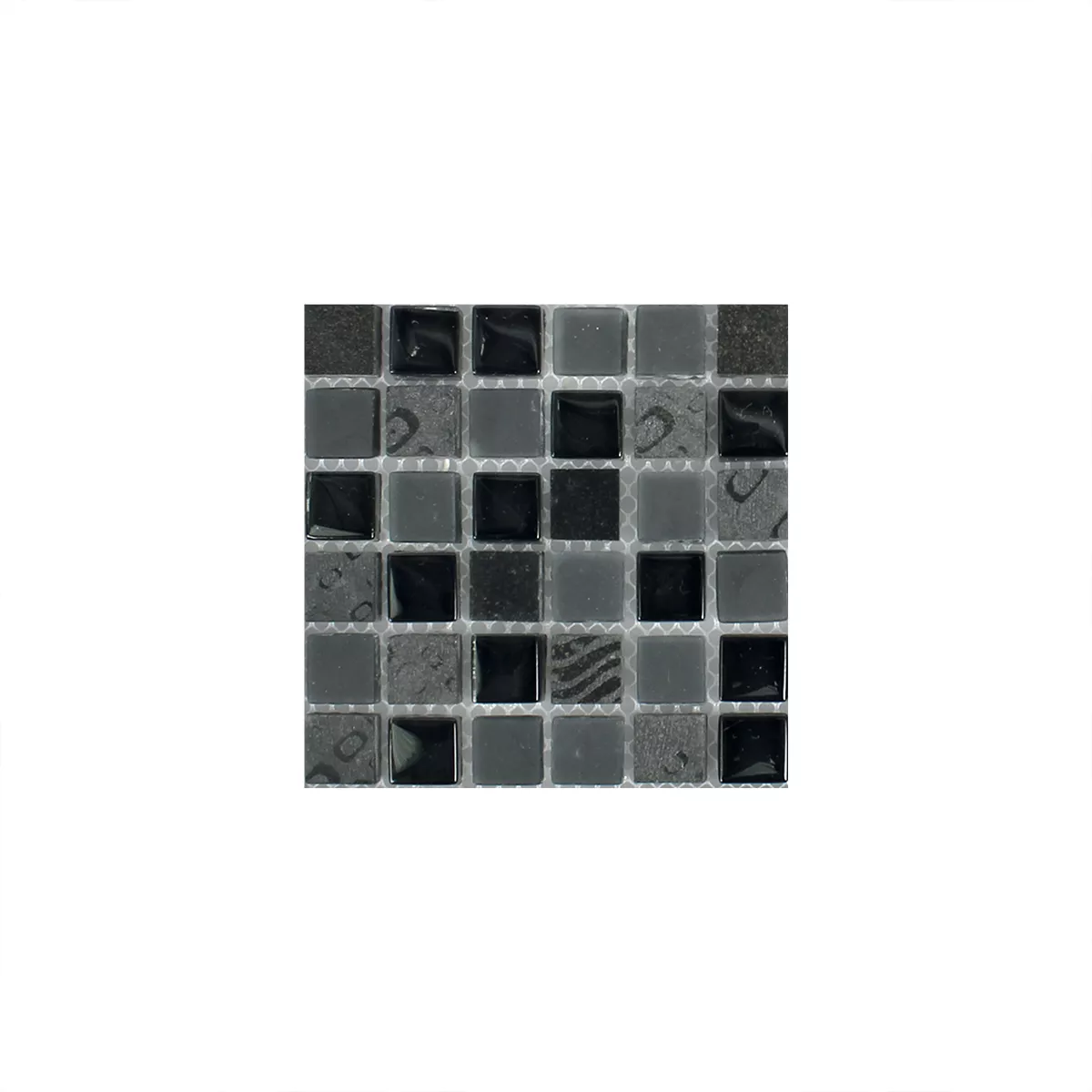 Muestra Azulejos De Mosaico Ankara Cristal Piedra Mezcla Negro 