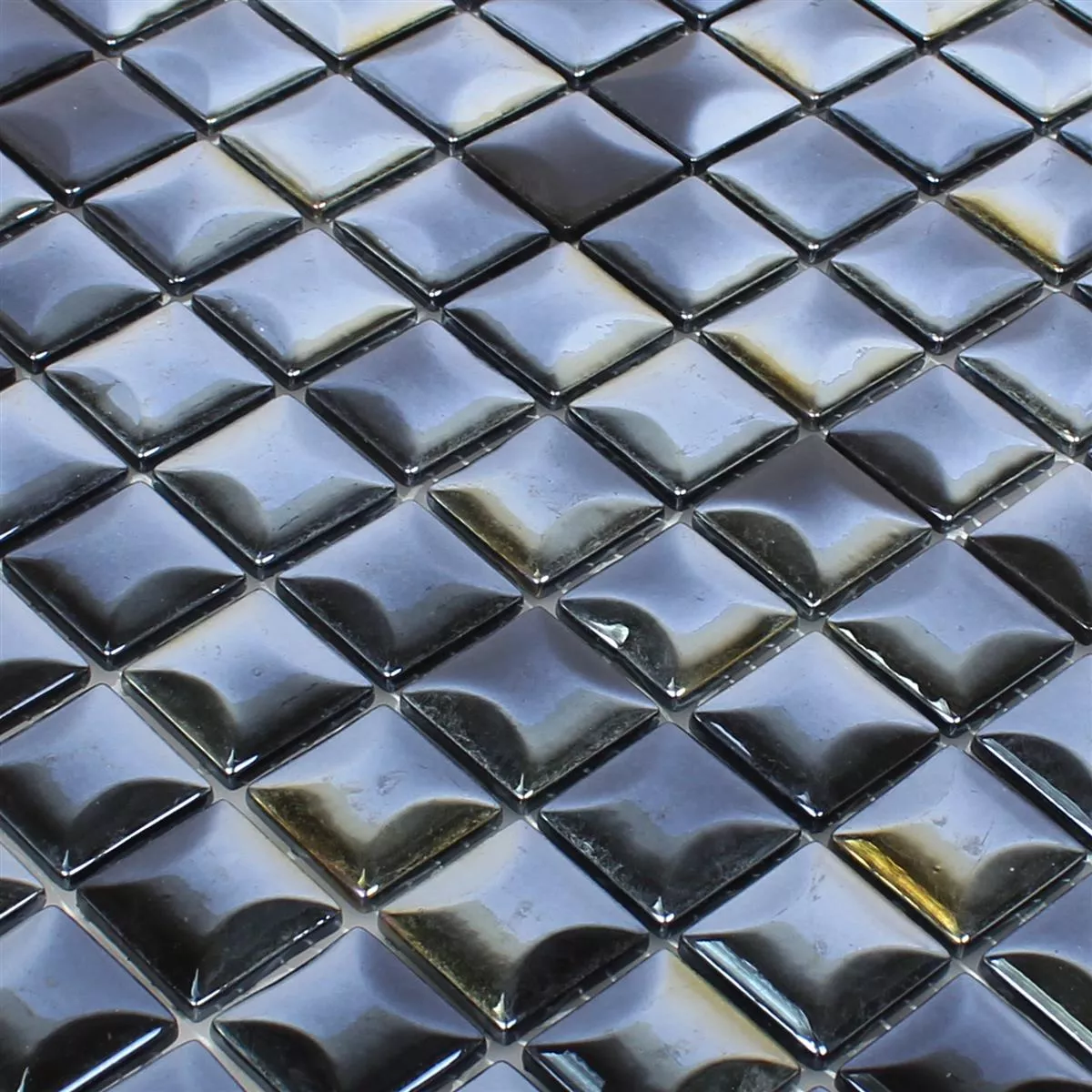 Sample Glass Mosaic Tiles Monrovia Black 3D Metallic