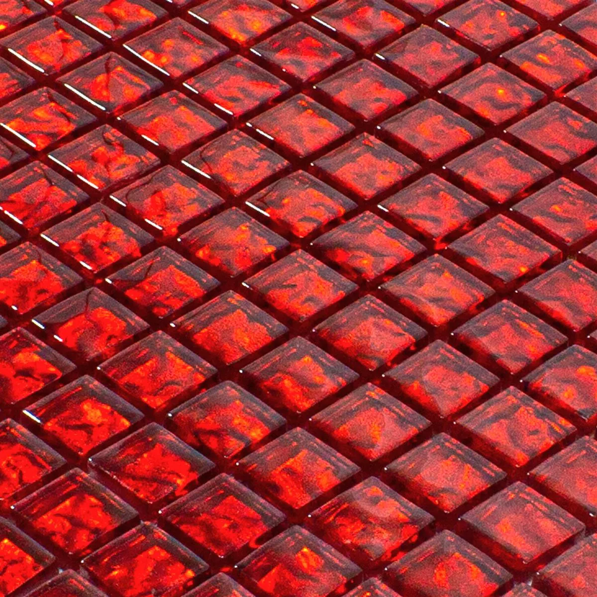 Glasmosaik Fliser Santa Cruz Struktureret Rød