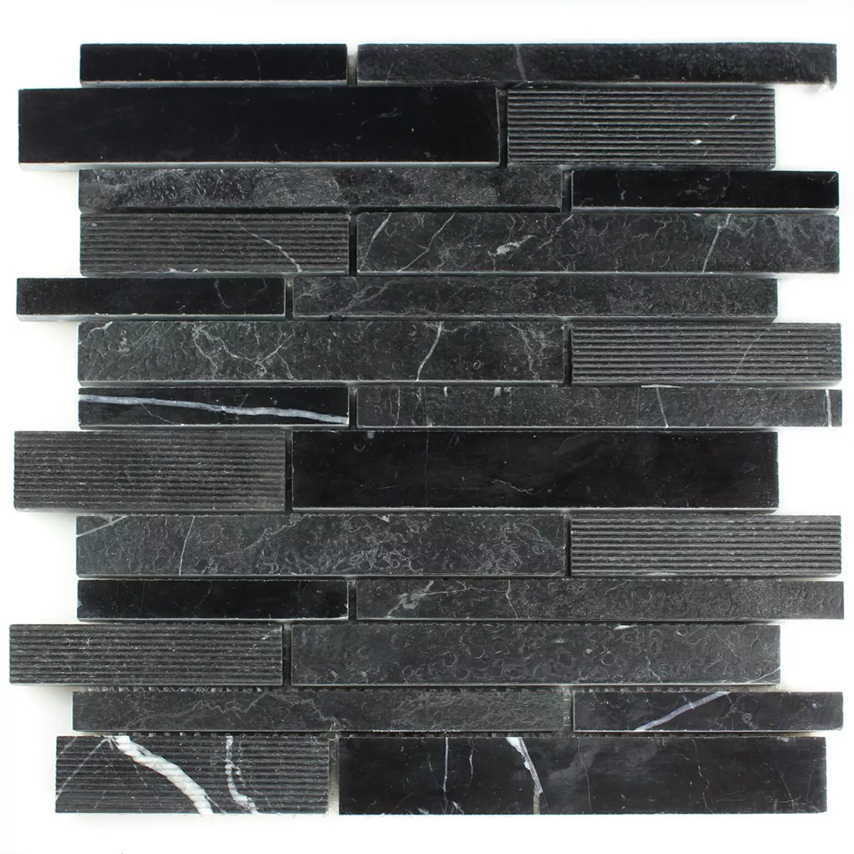 Muster von Mosaikfliesen Marmor Brick Poliert Schwarz