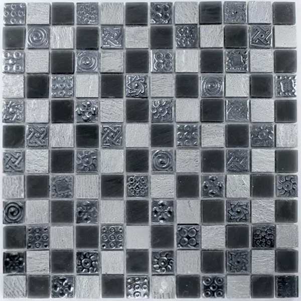 Mosaic Tiles Glass Natural Stone Orlando Black