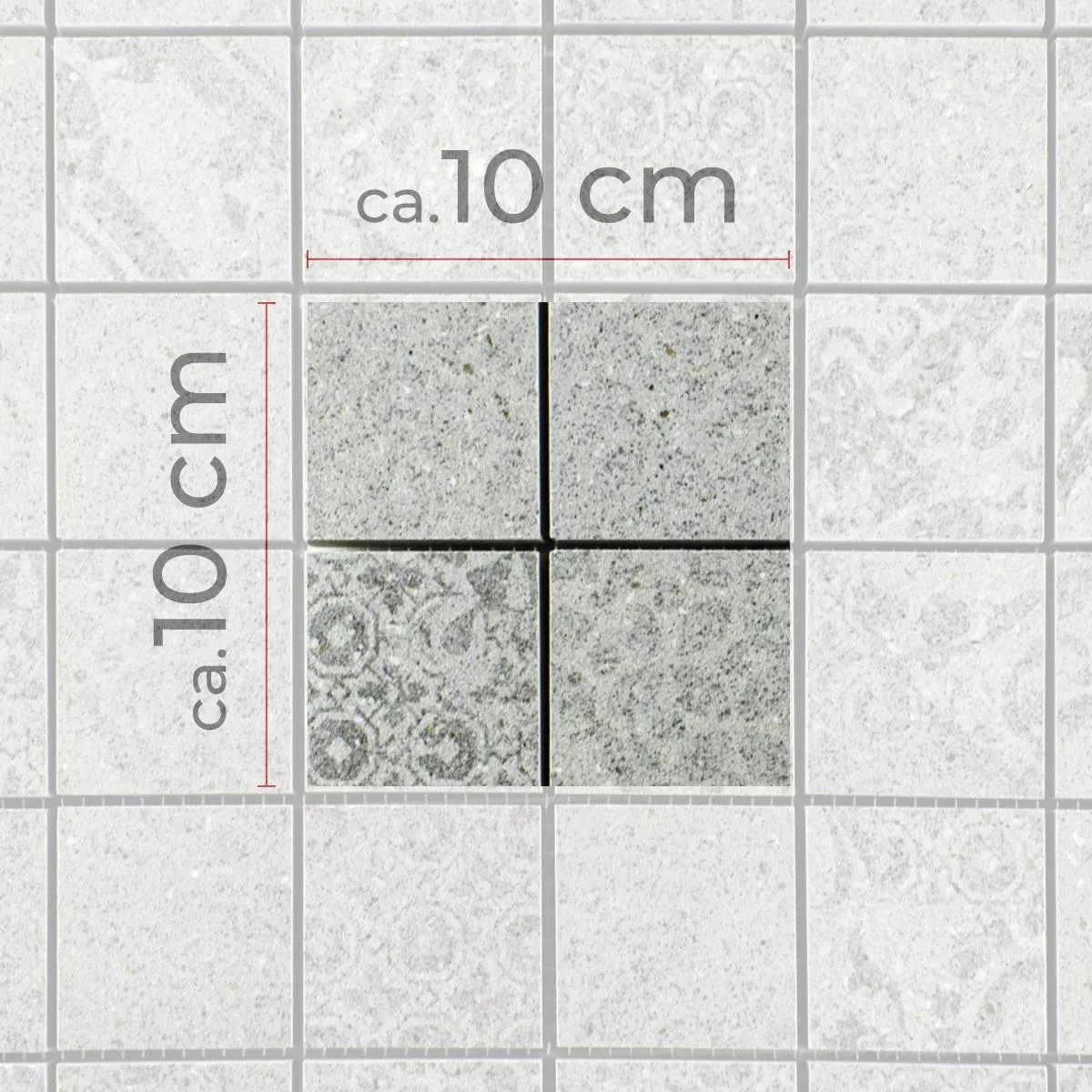 Πρότυπο από Kεραμικό Mωσαϊκό Πλακάκια Jeylo Ρετρό Oπτικά Γκρί Q48
