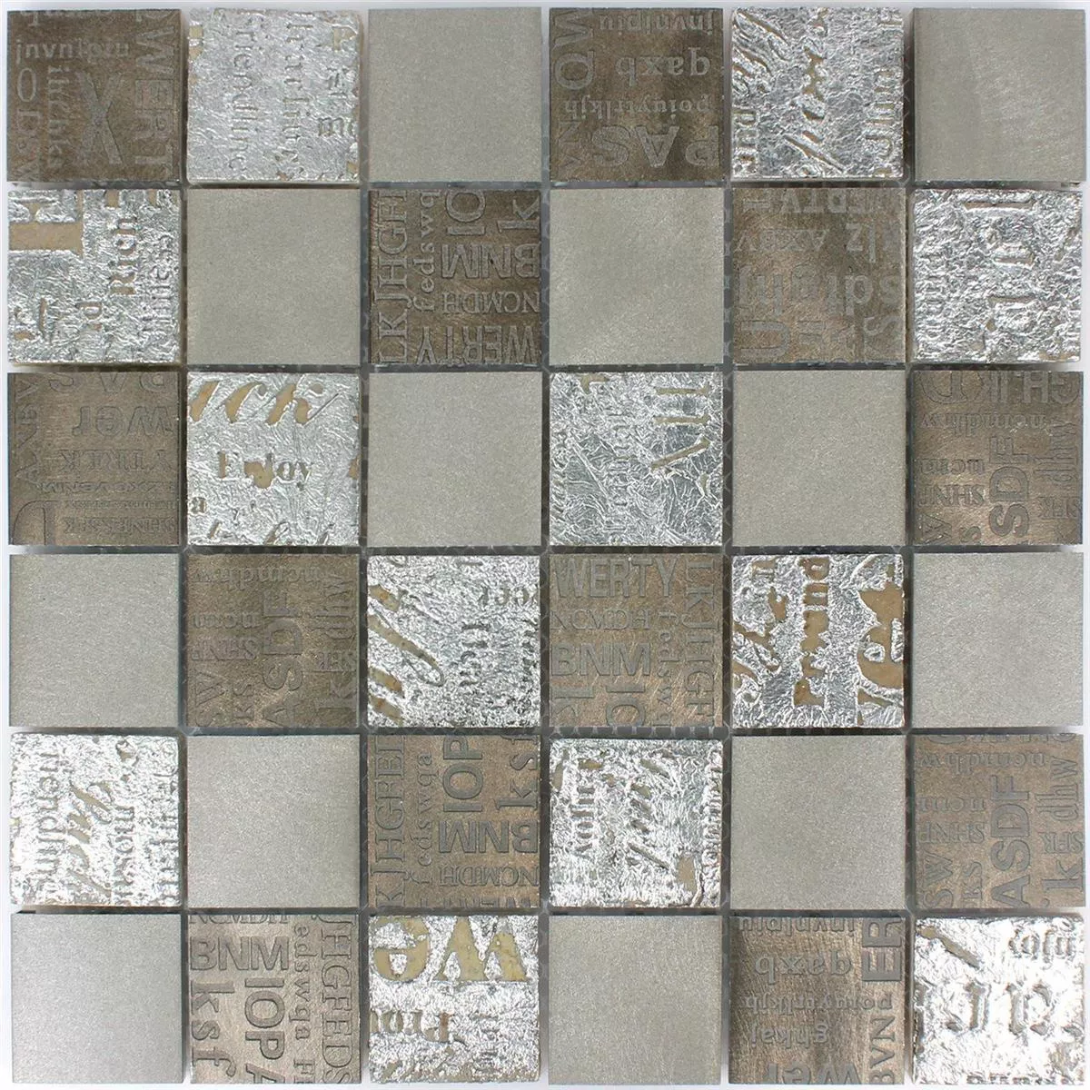 Mozaik Csempe Nazca Természetes Kő Alumínium Mix Barna Ezüst
