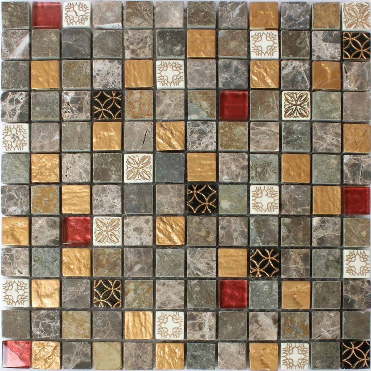 Mozaik Csempe Üveg Természetes Kő Mix 23x23x8mm