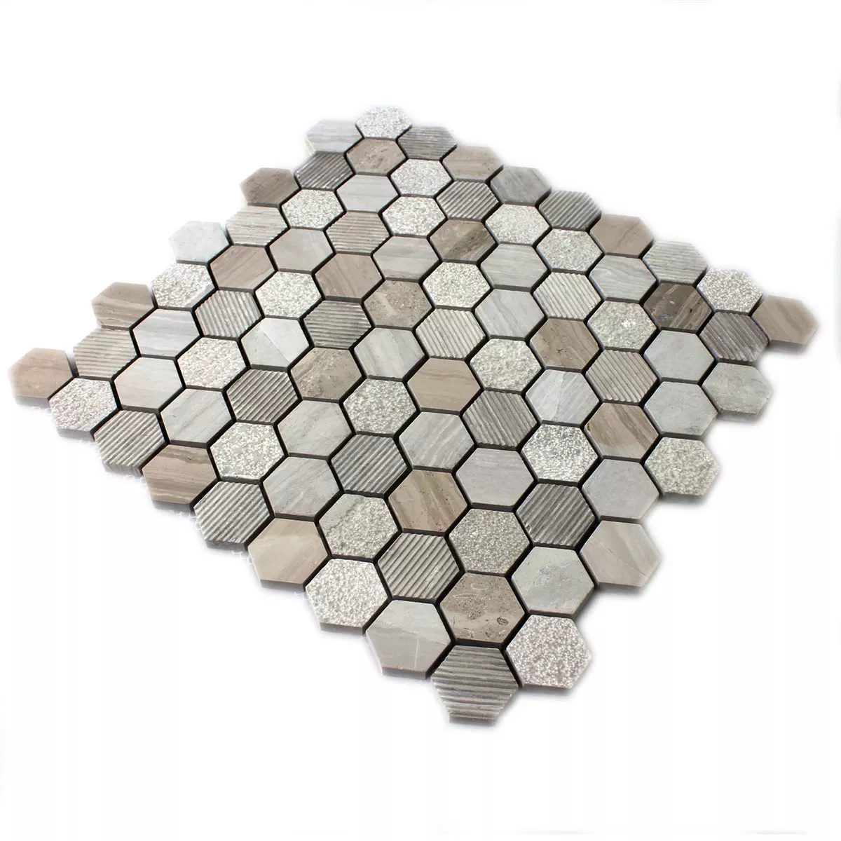 Mozaïektegel Hexagon Natuursteen Mocca Bruin